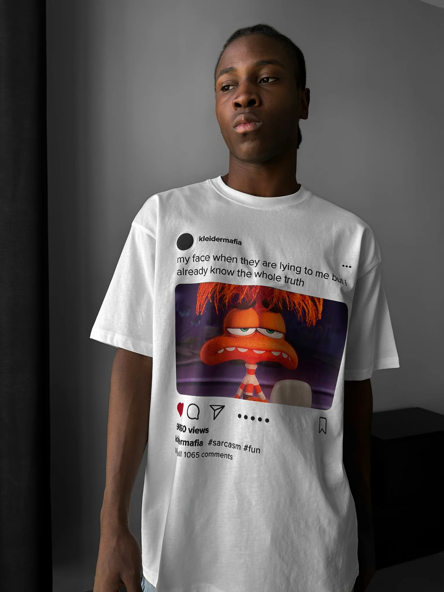 Oversize Sarcasm Post T-Shirt - Ecru - Image 3