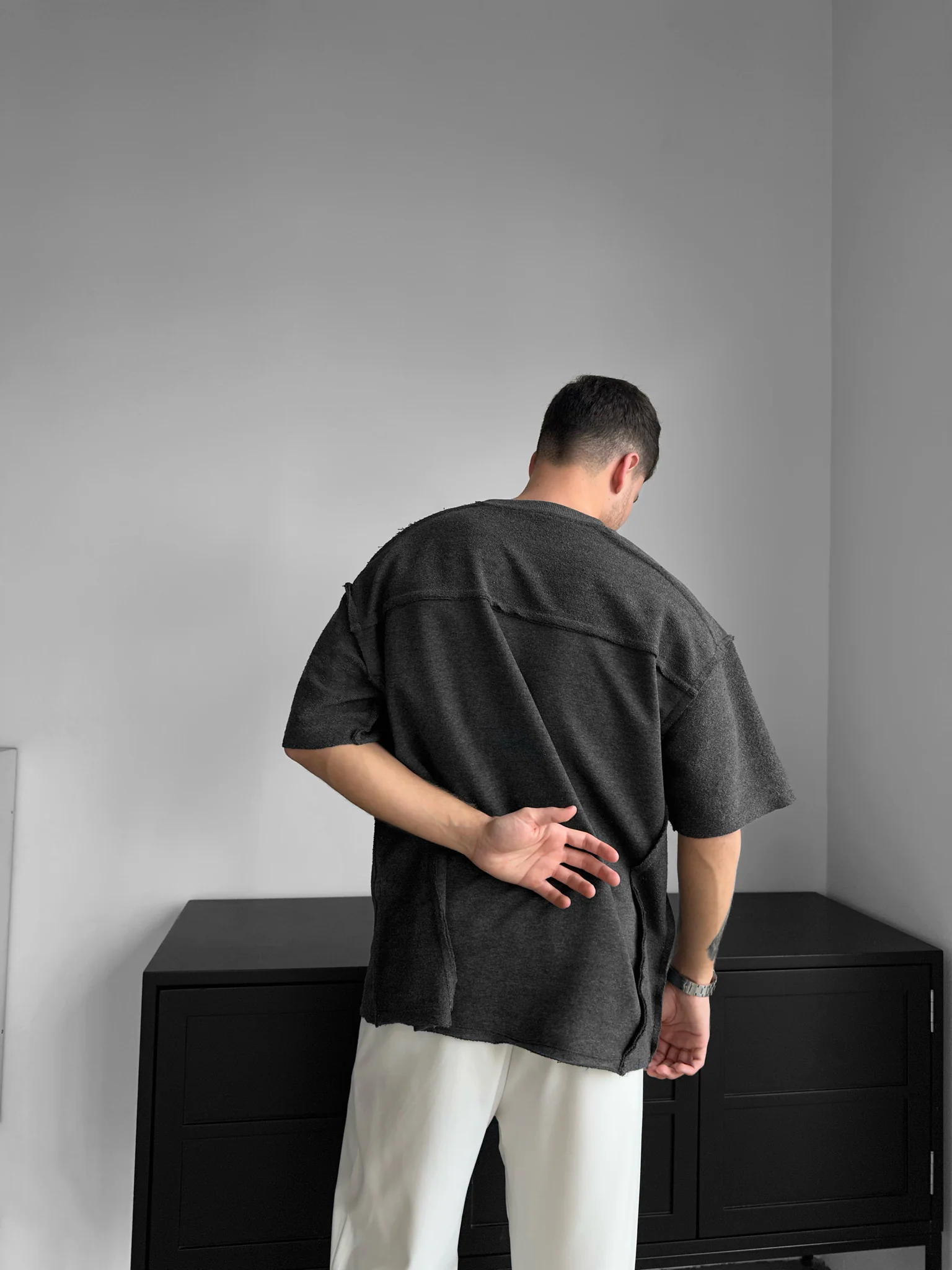 Oversize Seam Detail T-shirt - Anthracite - Image 5