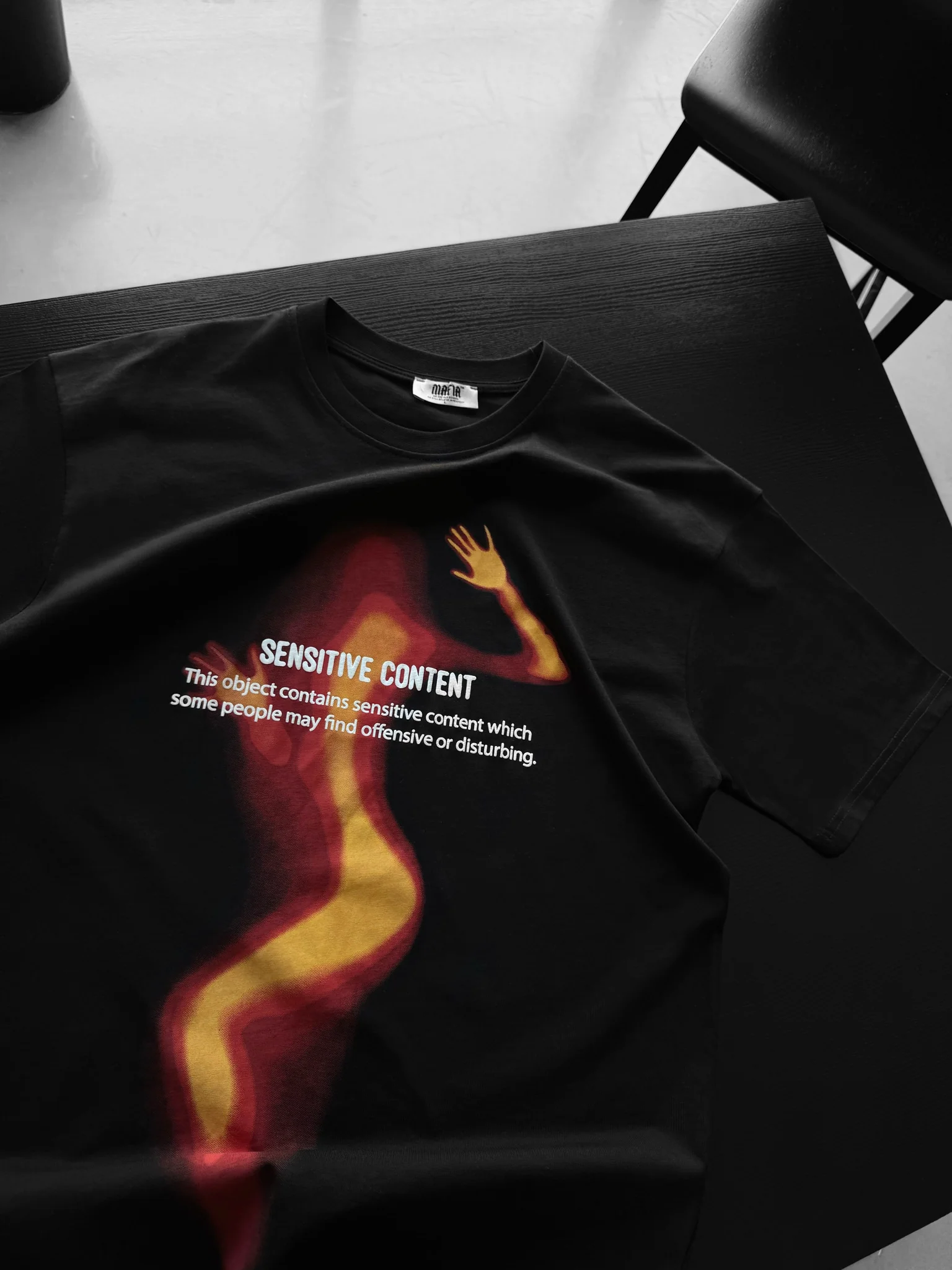 Oversize Sensitive Content T-Shirt - Black - Image 2