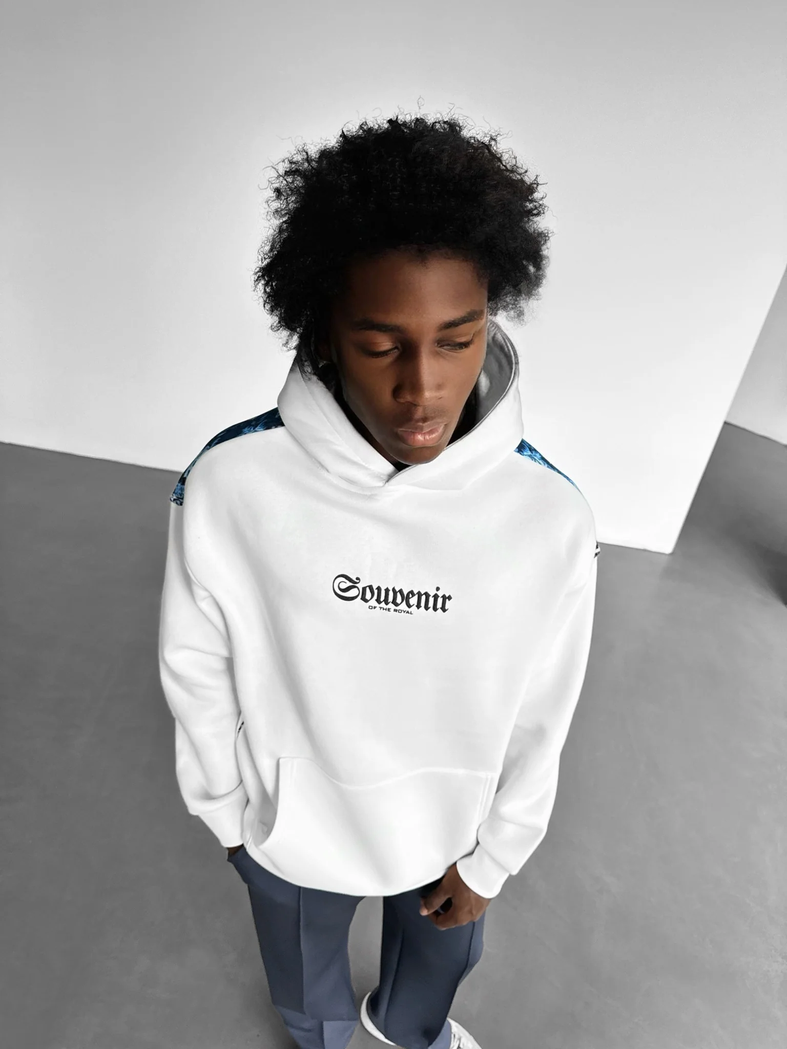 Oversize Souvenir Hoodie - White and Blue - Image 5
