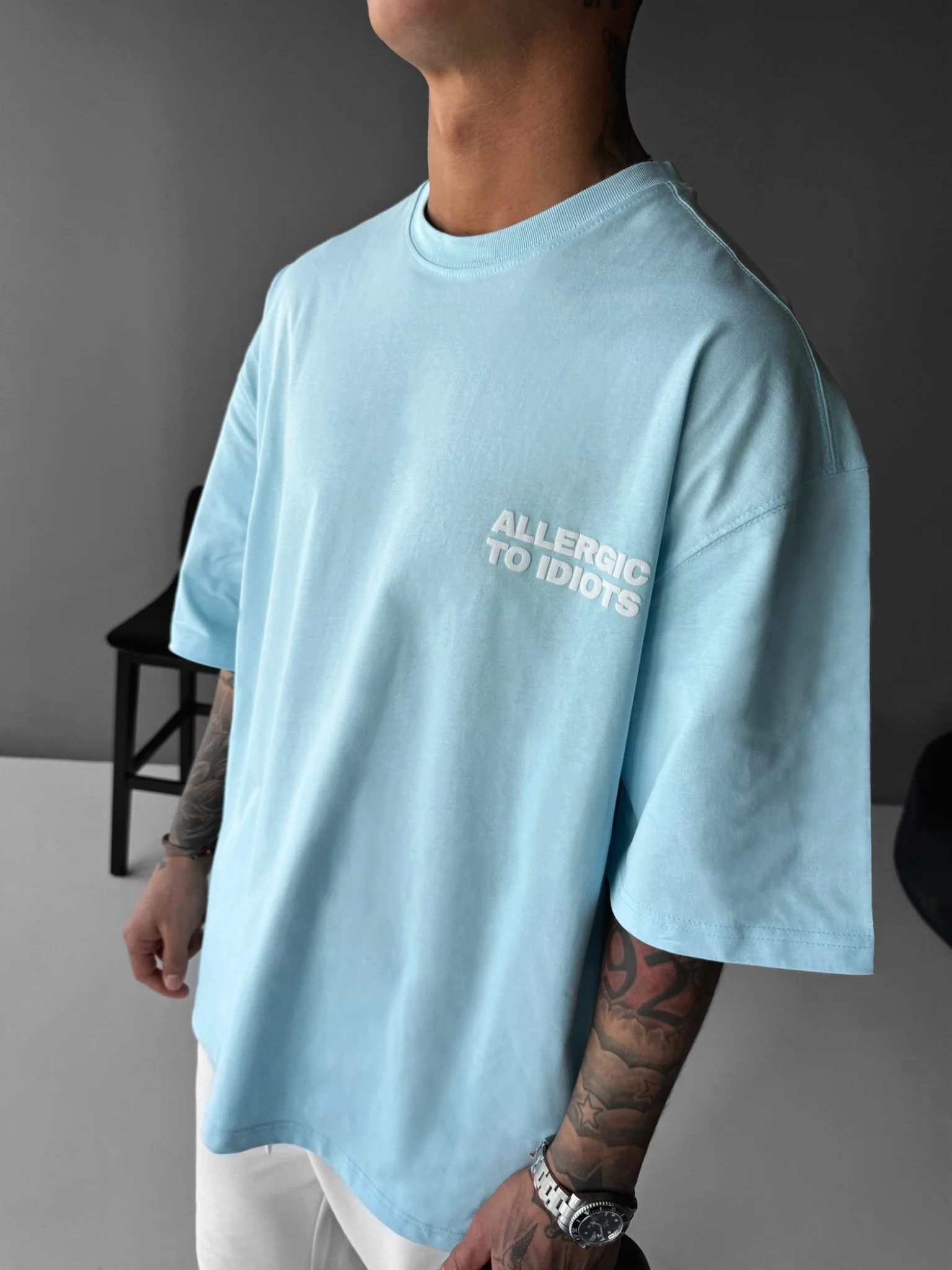Oversize Statement T-shirt - Blue - Image 4