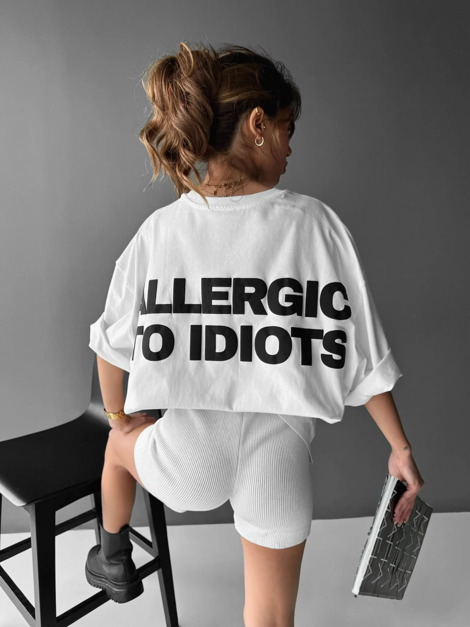 Oversize Statement T-shirt - Ecru - Image 5
