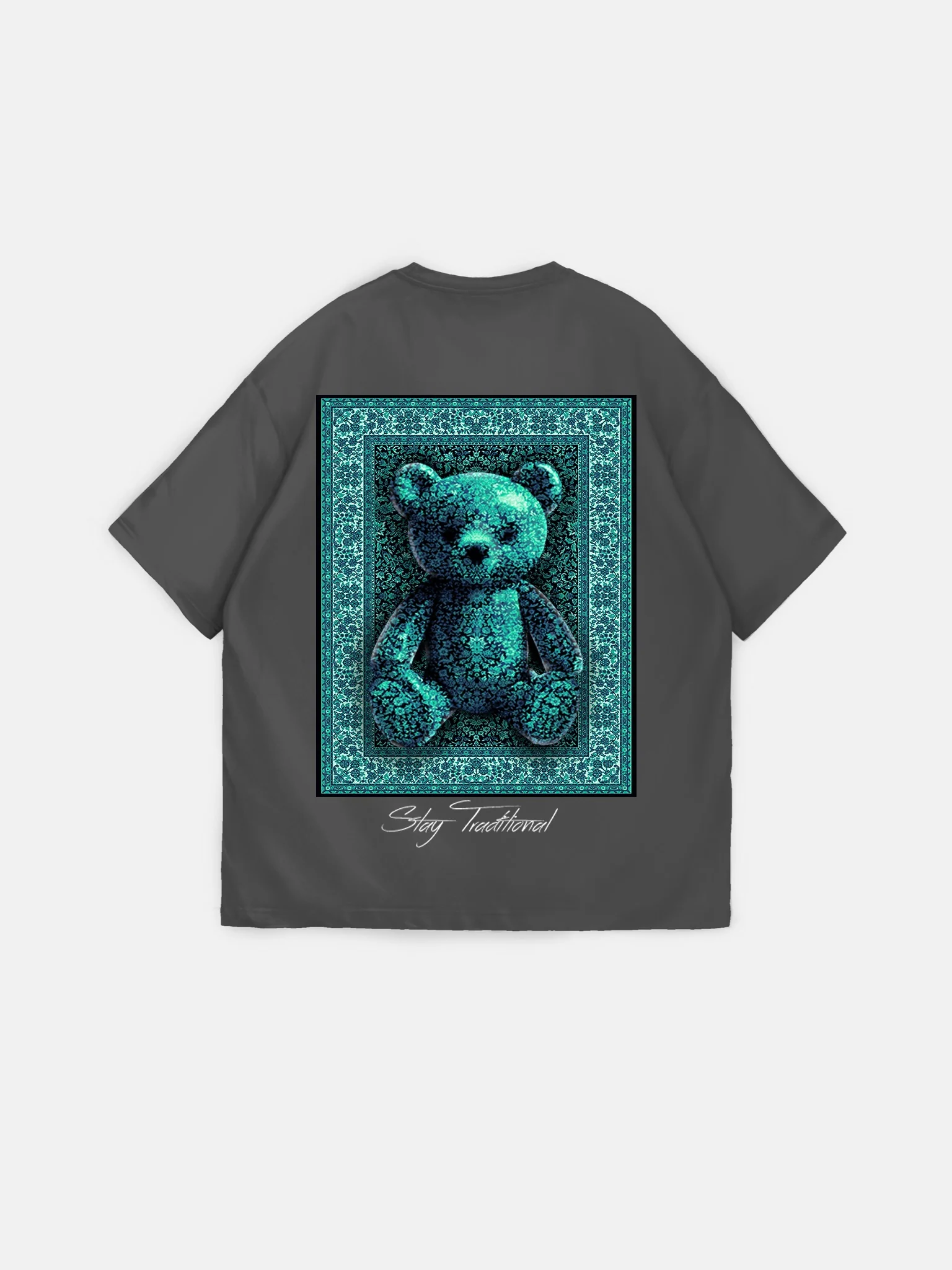Oversize 'Stay Traditional' T-Shirt - Anthracite - Image 4