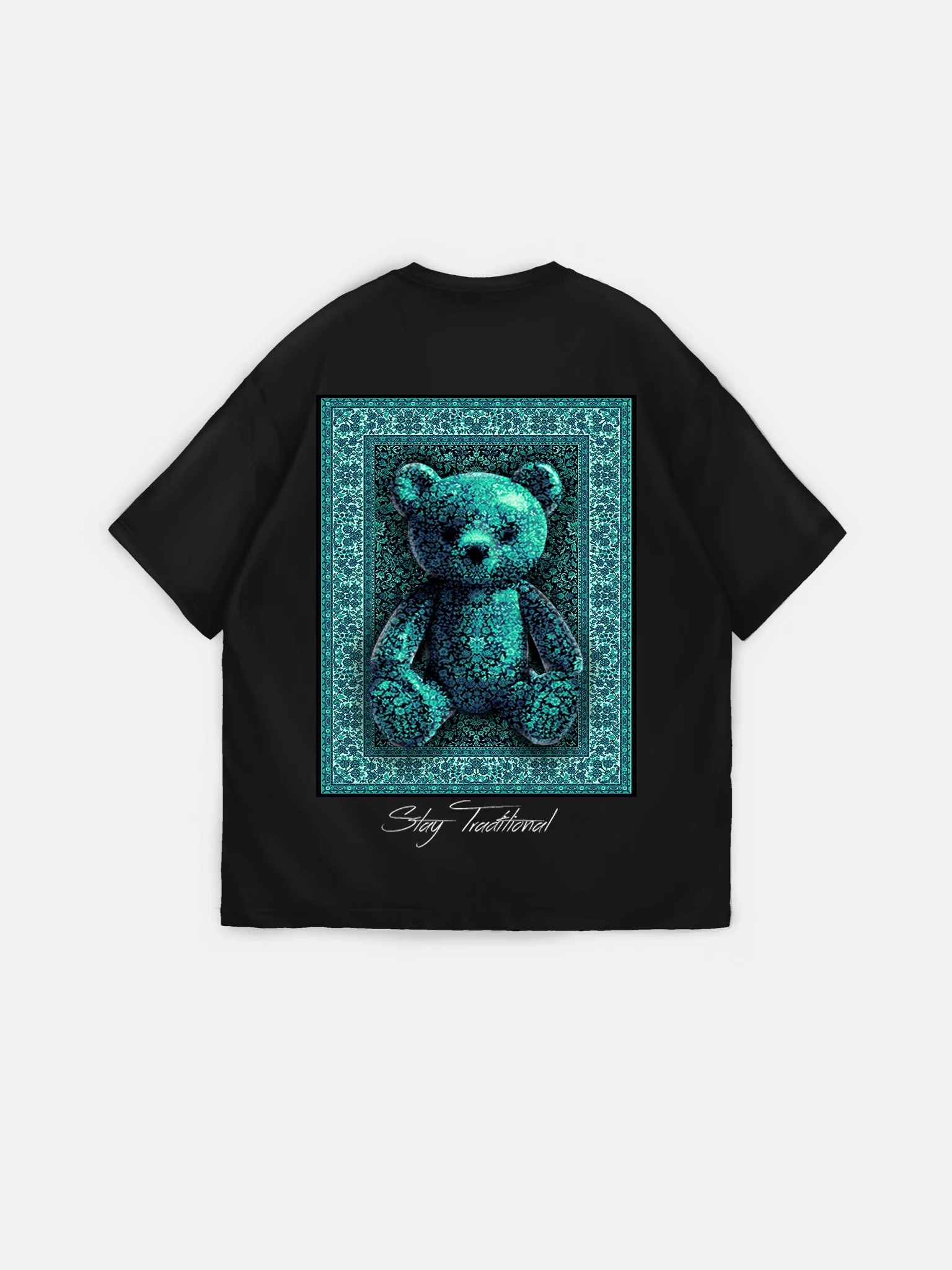 Oversize 'Stay Traditional' T-Shirt - Black and Green - Image 2