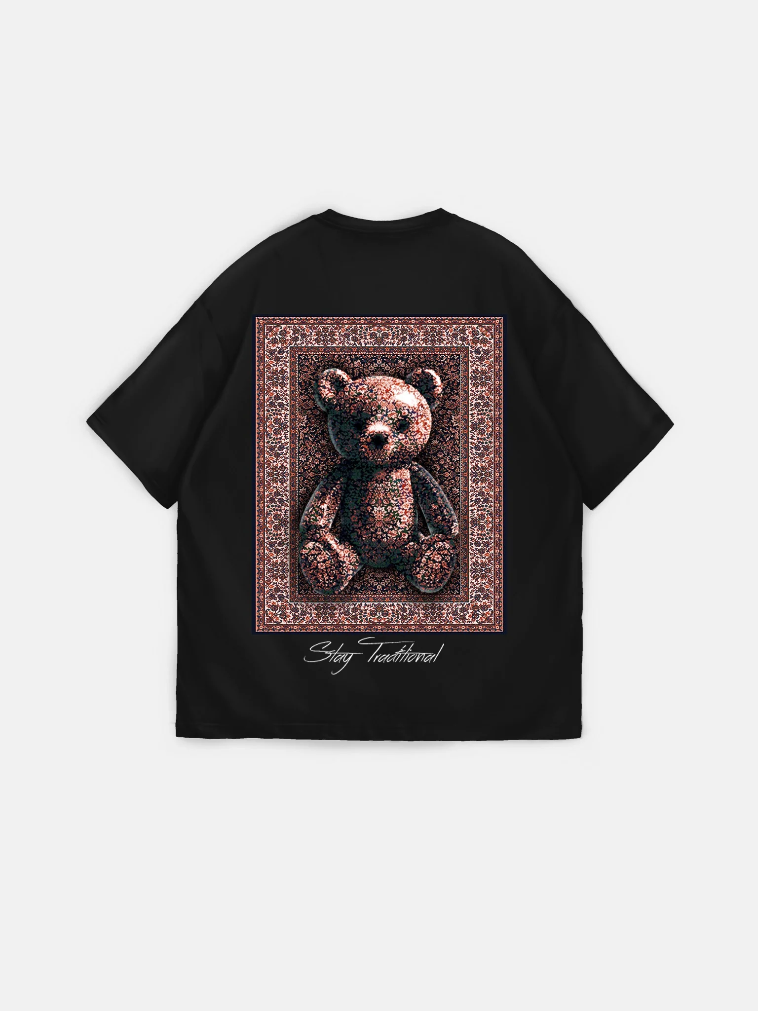 Oversize 'Stay Traditional' T-Shirt - Black and Red - Image 5