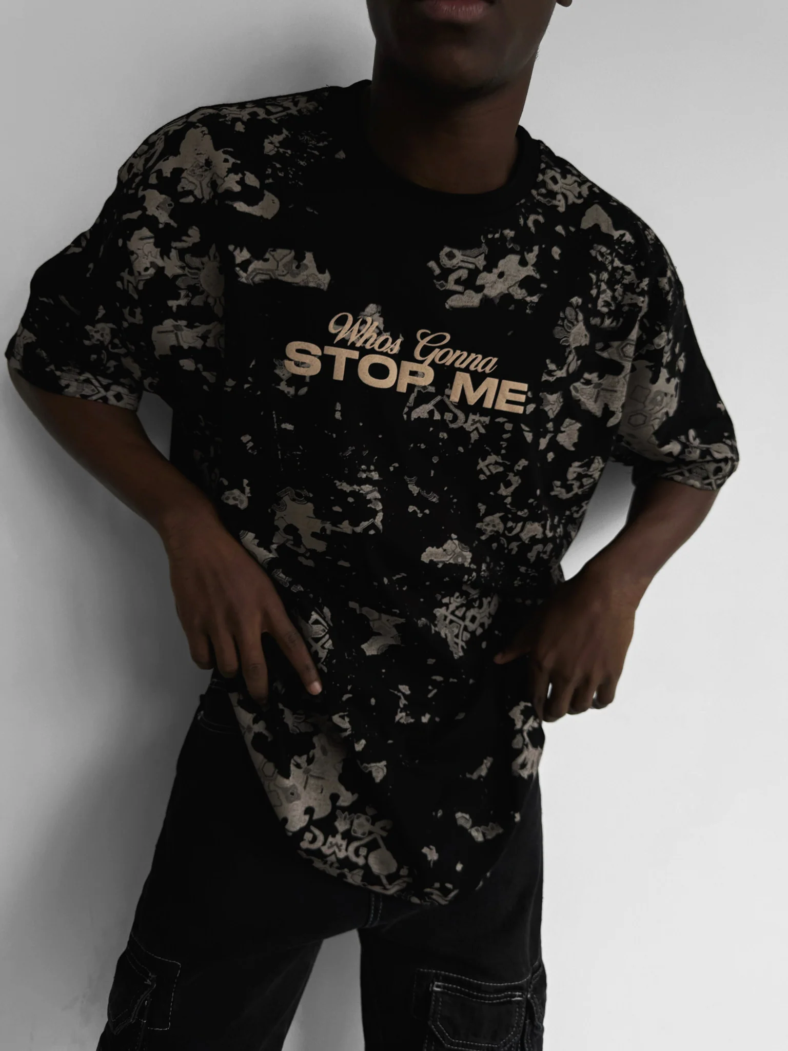 Oversize 'Stop Me' T-Shirt - Black - Image 2