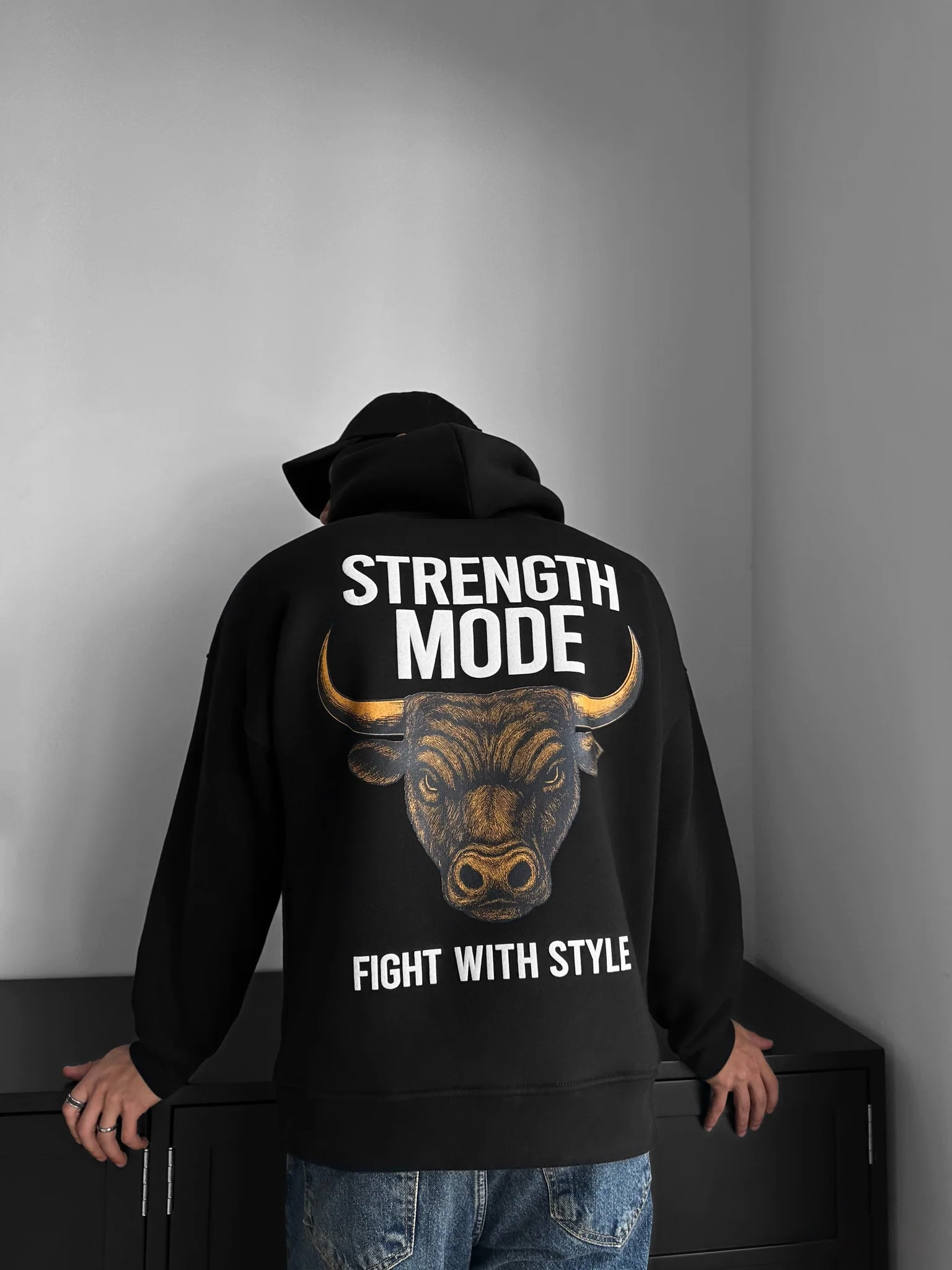 Oversize Strength Mode Hoodie - Black - Image 2