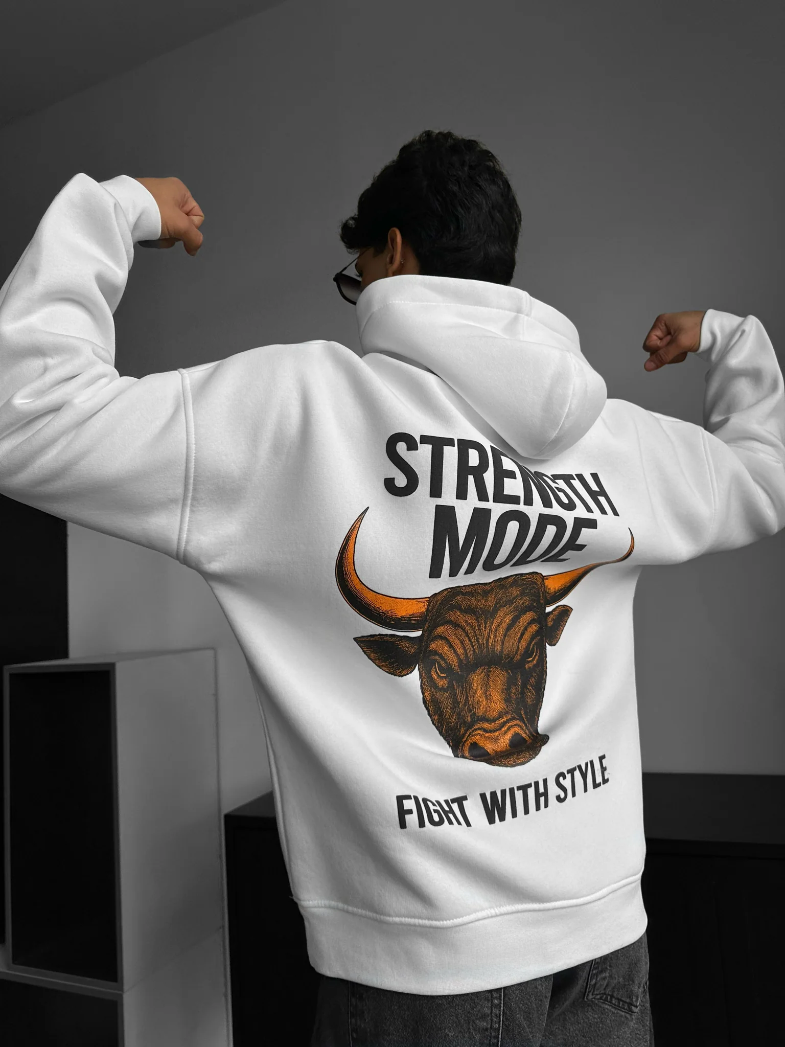 Oversize Strength Mode Hoodie - White - Image 2