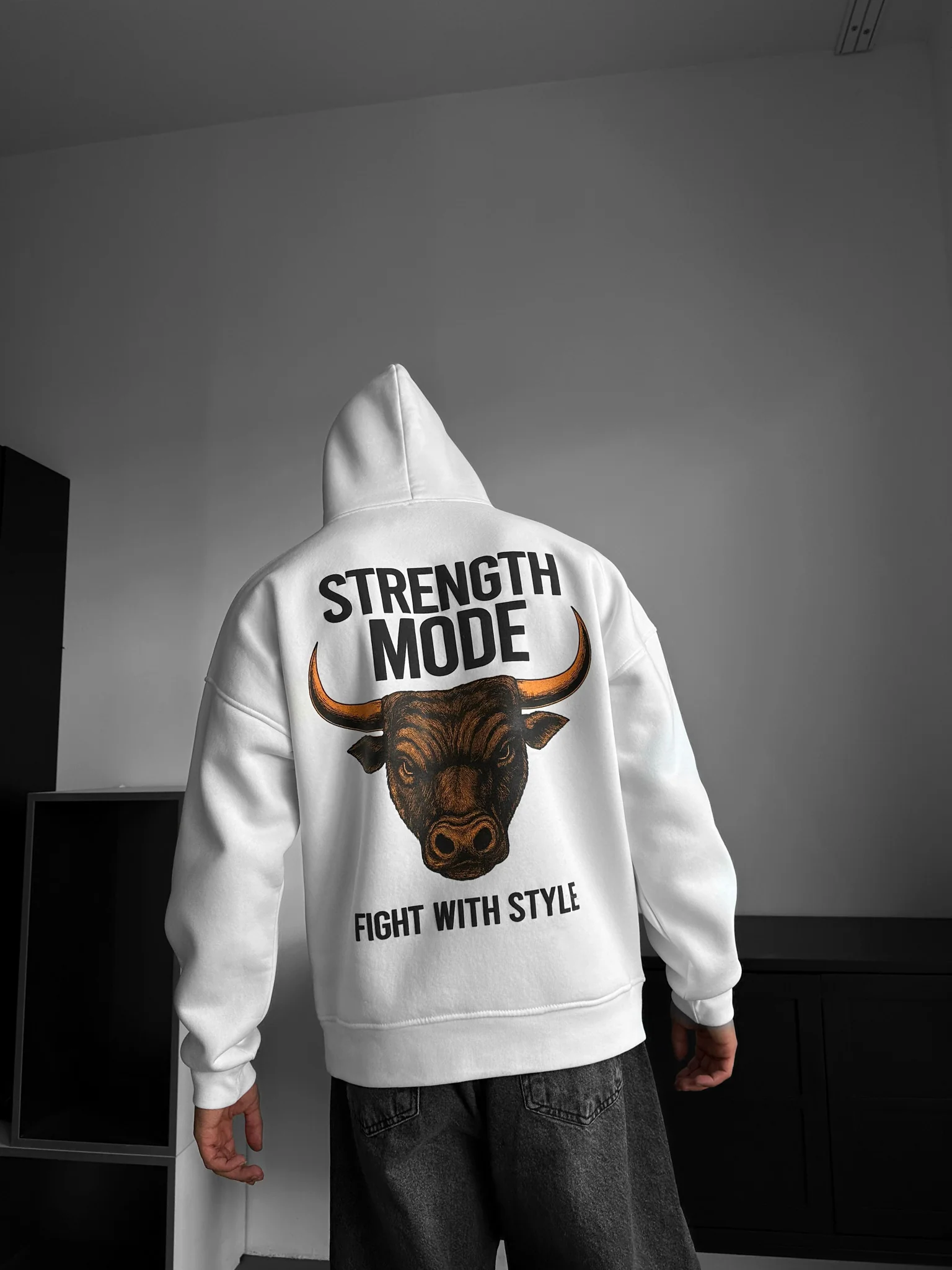 Oversize Strength Mode Hoodie - White - Image 4