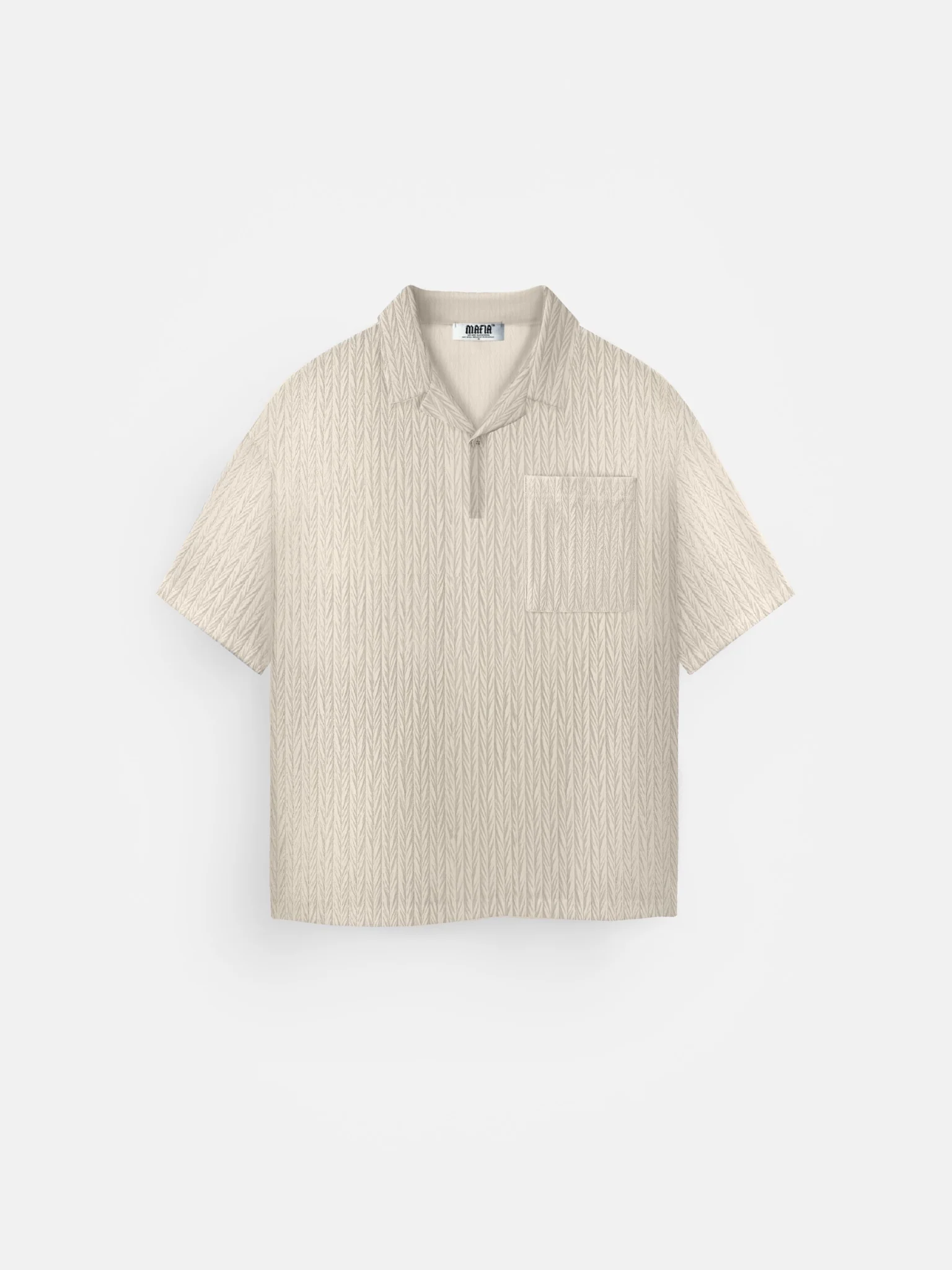 Oversize Structured Polo T-Shirt - Beige - Image 2