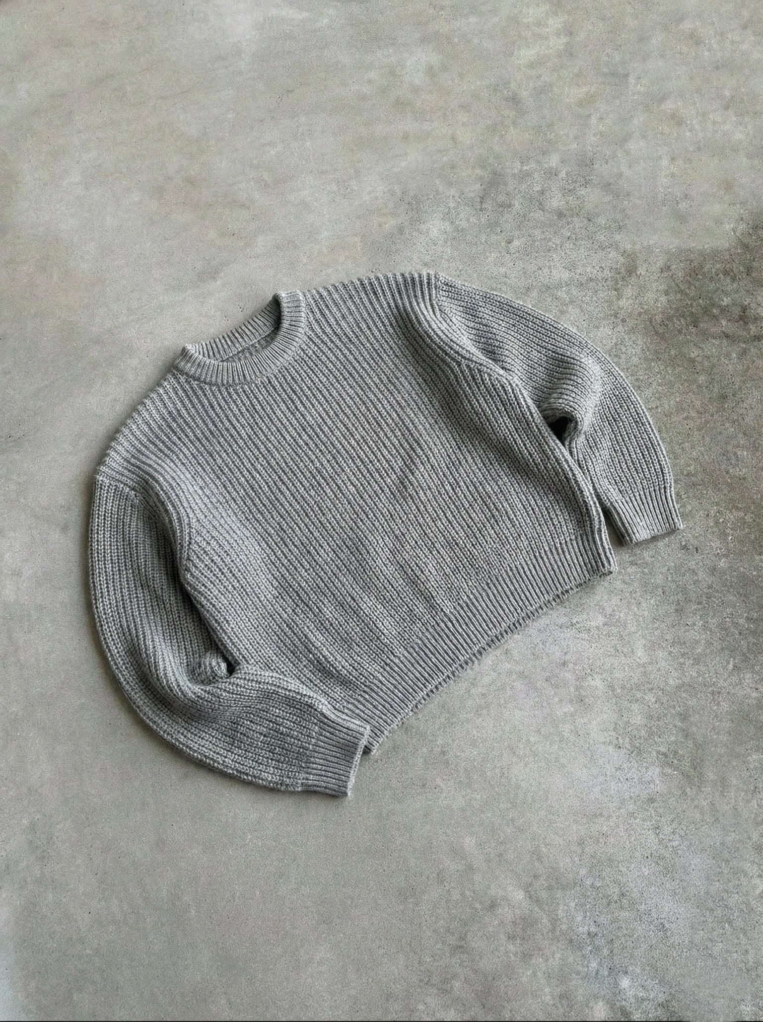 Oversize Structured Knit Sweater - Grey - Image 2