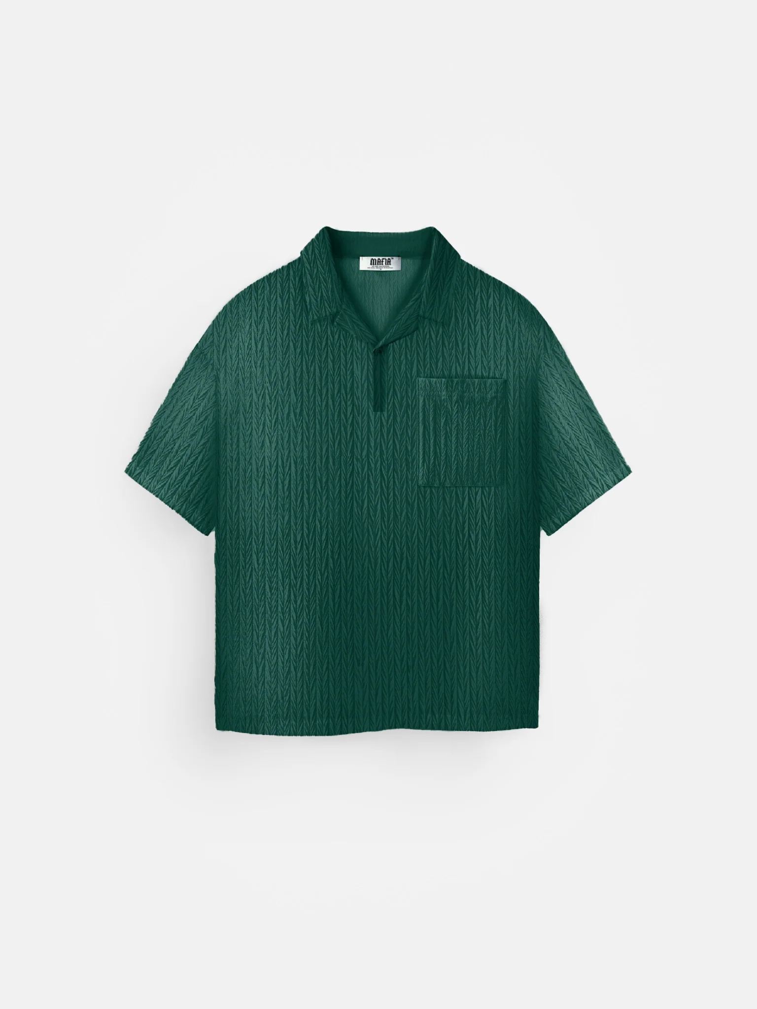 Oversize Structured Polo T-Shirt - Rain Forest - Image 6