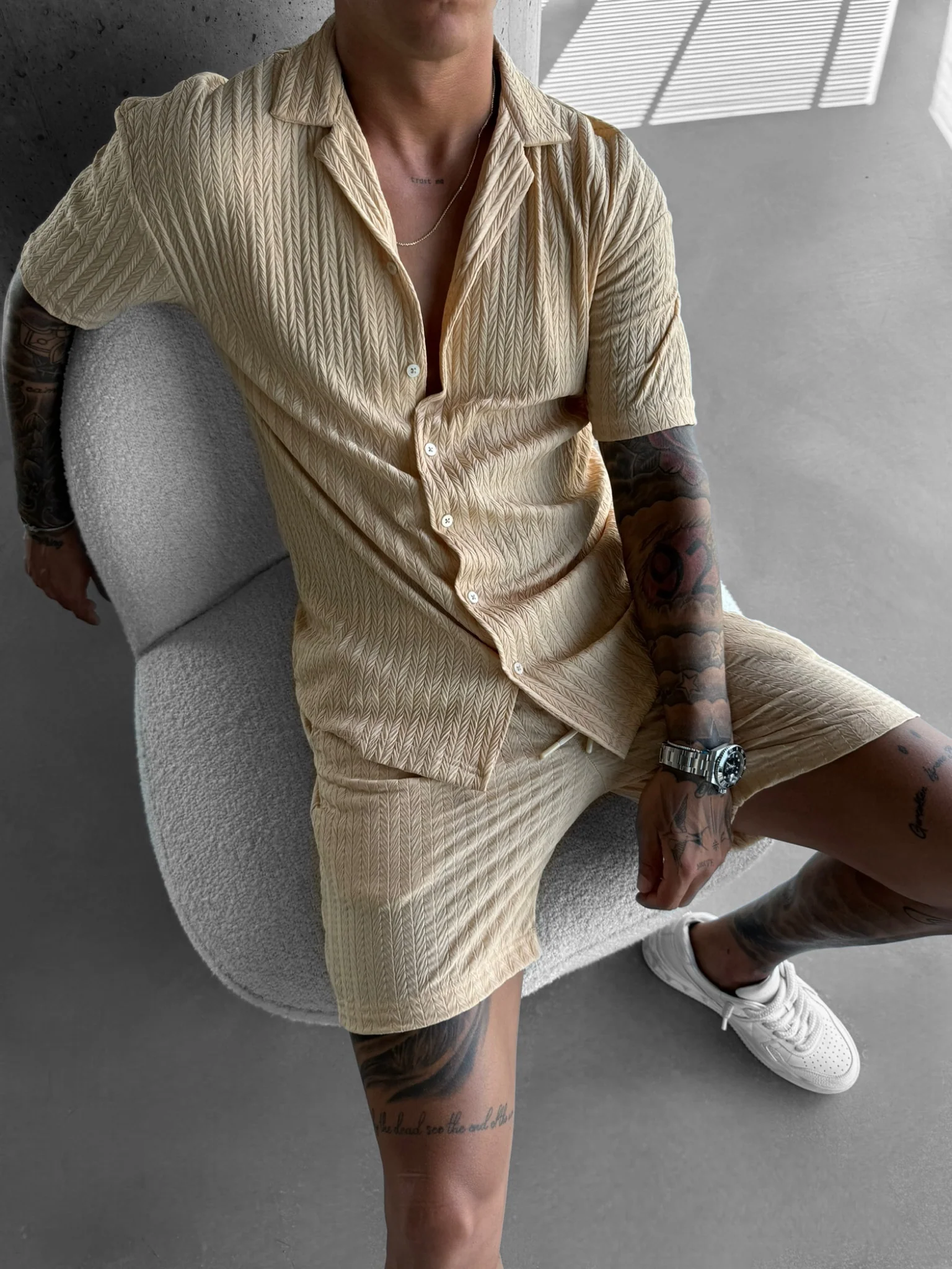 Oversize Structured Shirt - Almond Buff - Image 2