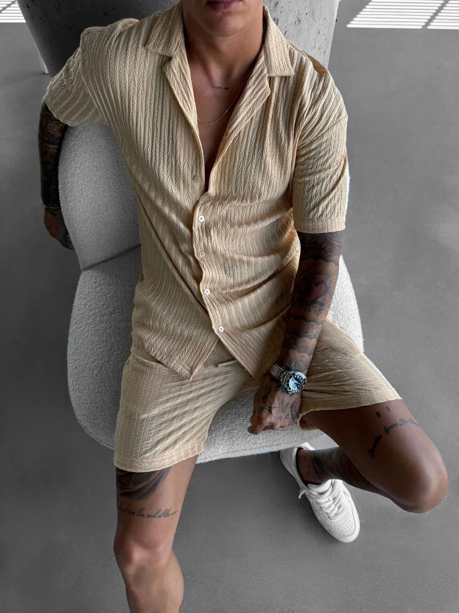 Oversize Structured Shirt - Almond Buff - Image 3