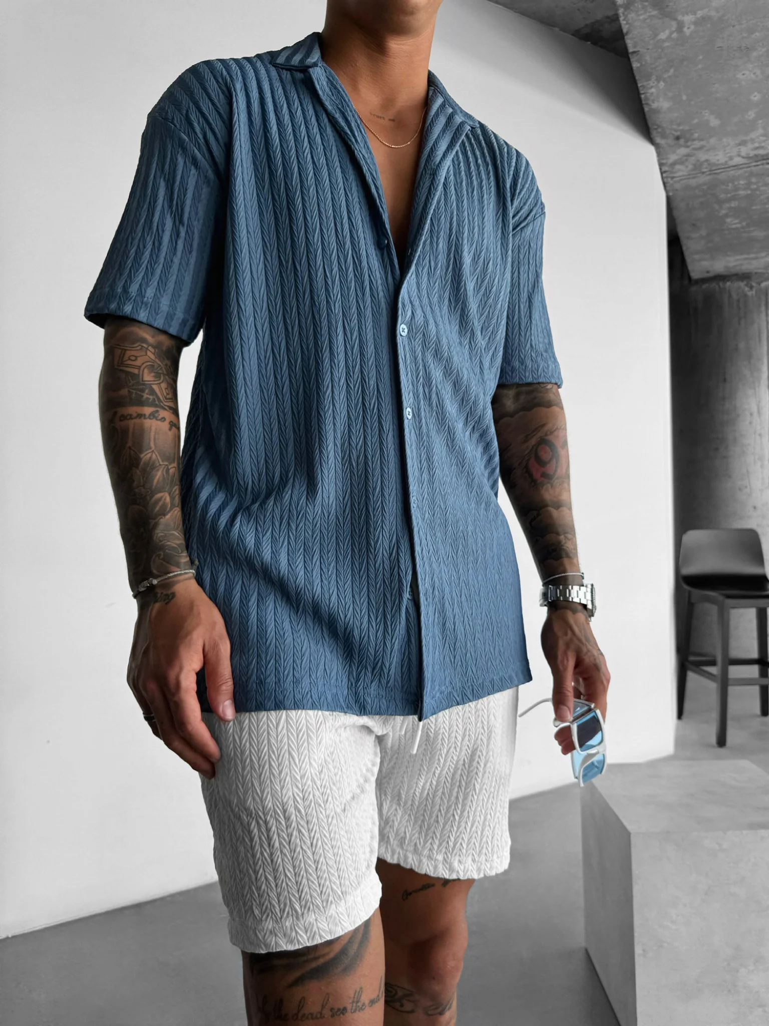 Oversize Structured Shirt - Coronet Blue - Image 3