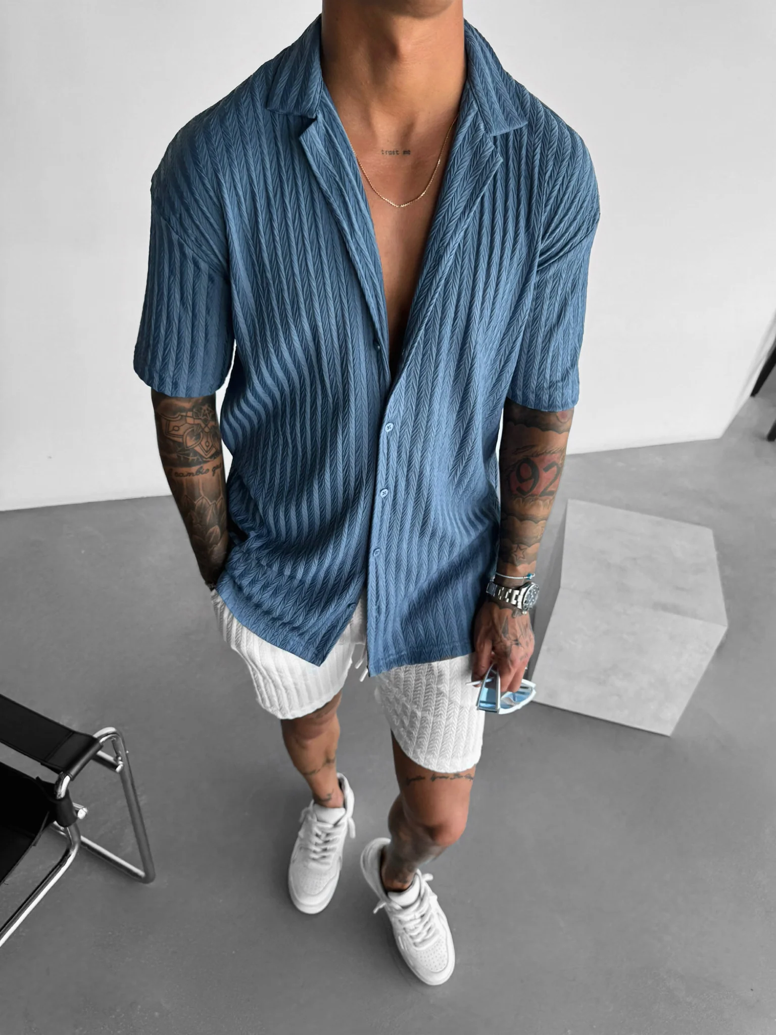 Oversize Structured Shirt - Coronet Blue - Image 4