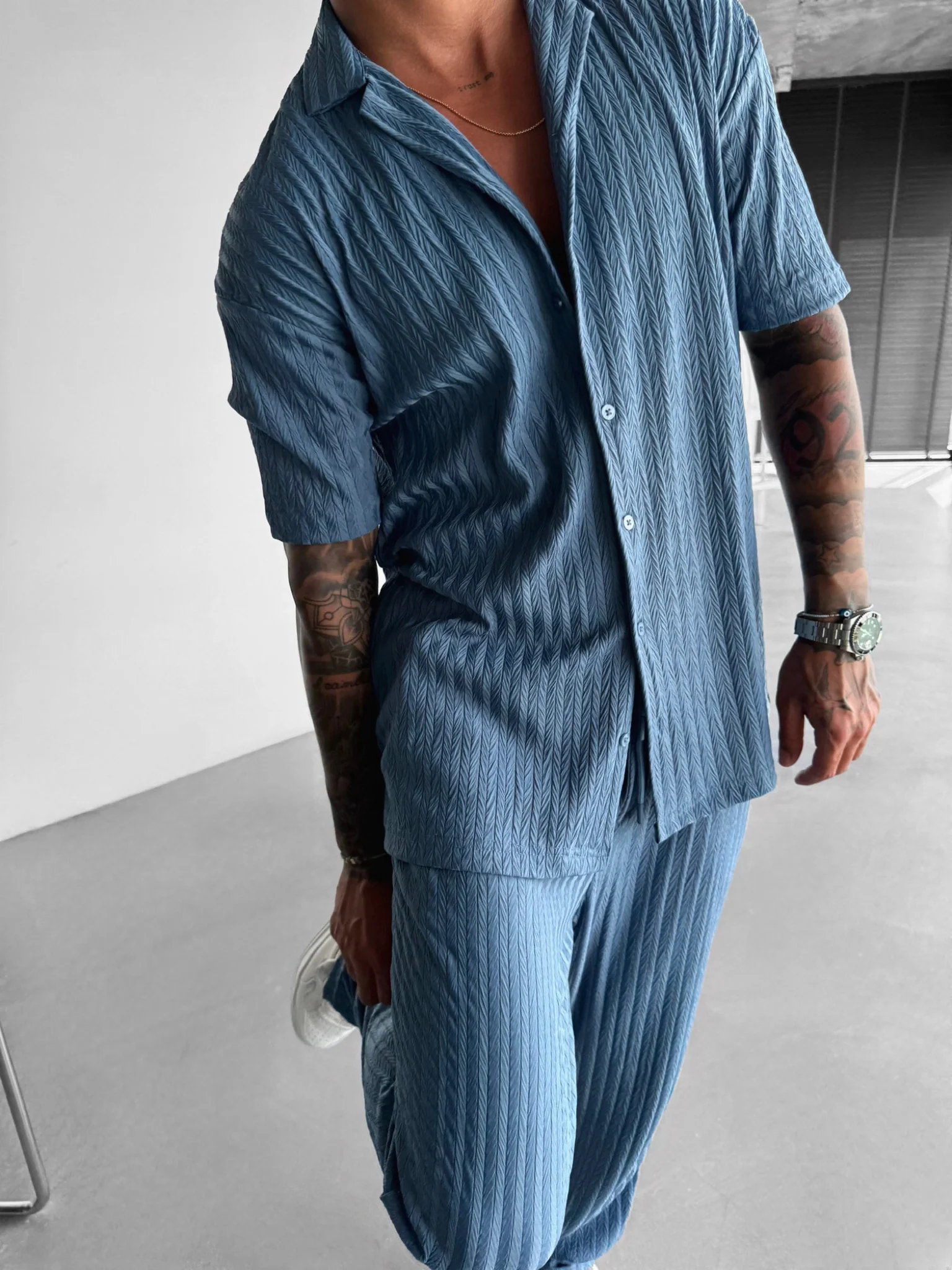 Oversize Structured Shirt - Coronet Blue - Image 6