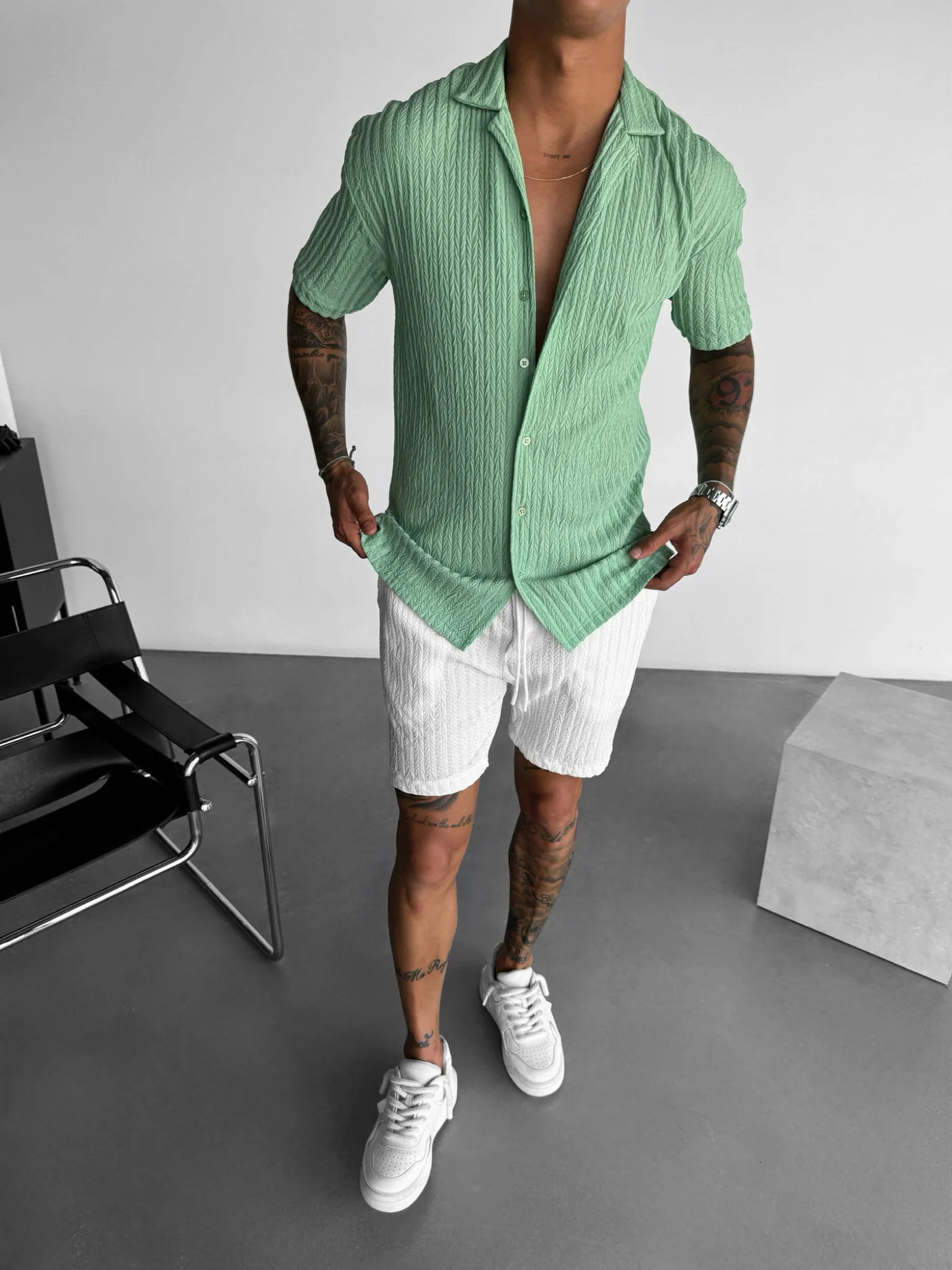 Oversize Structured Shirt - Quiet Green - Image 2