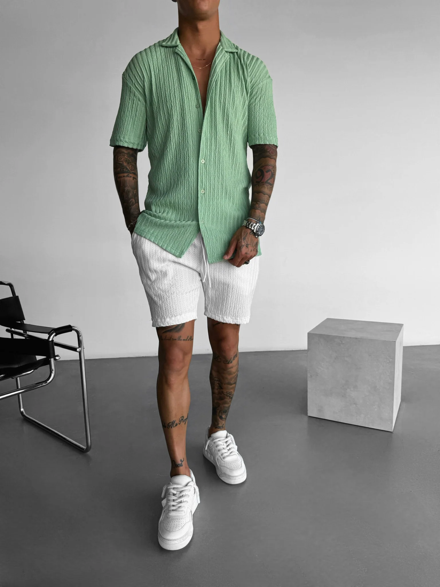 Oversize Structured Shirt - Quiet Green - Image 3