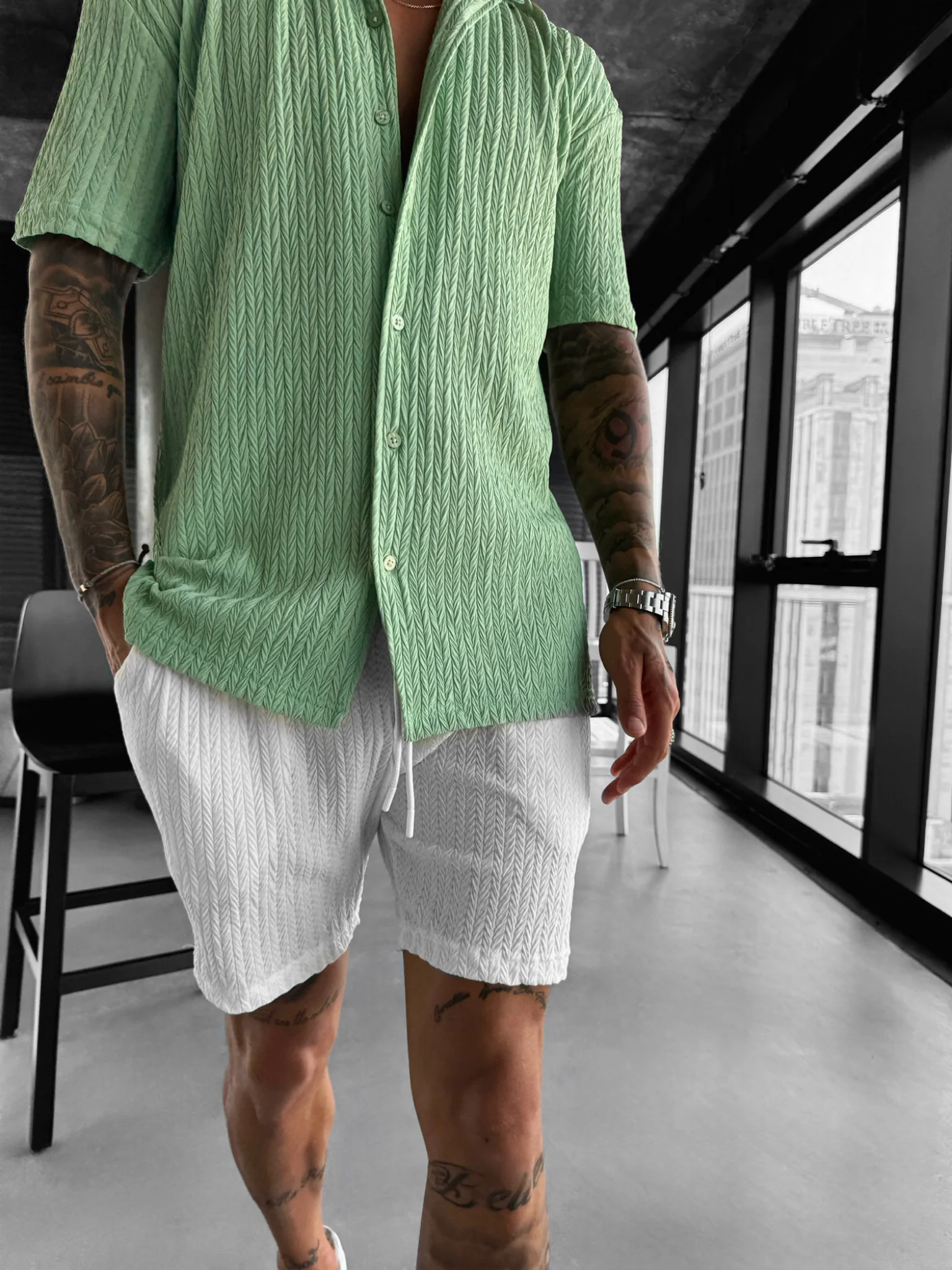 Oversize Structured Shirt - Quiet Green - Image 4