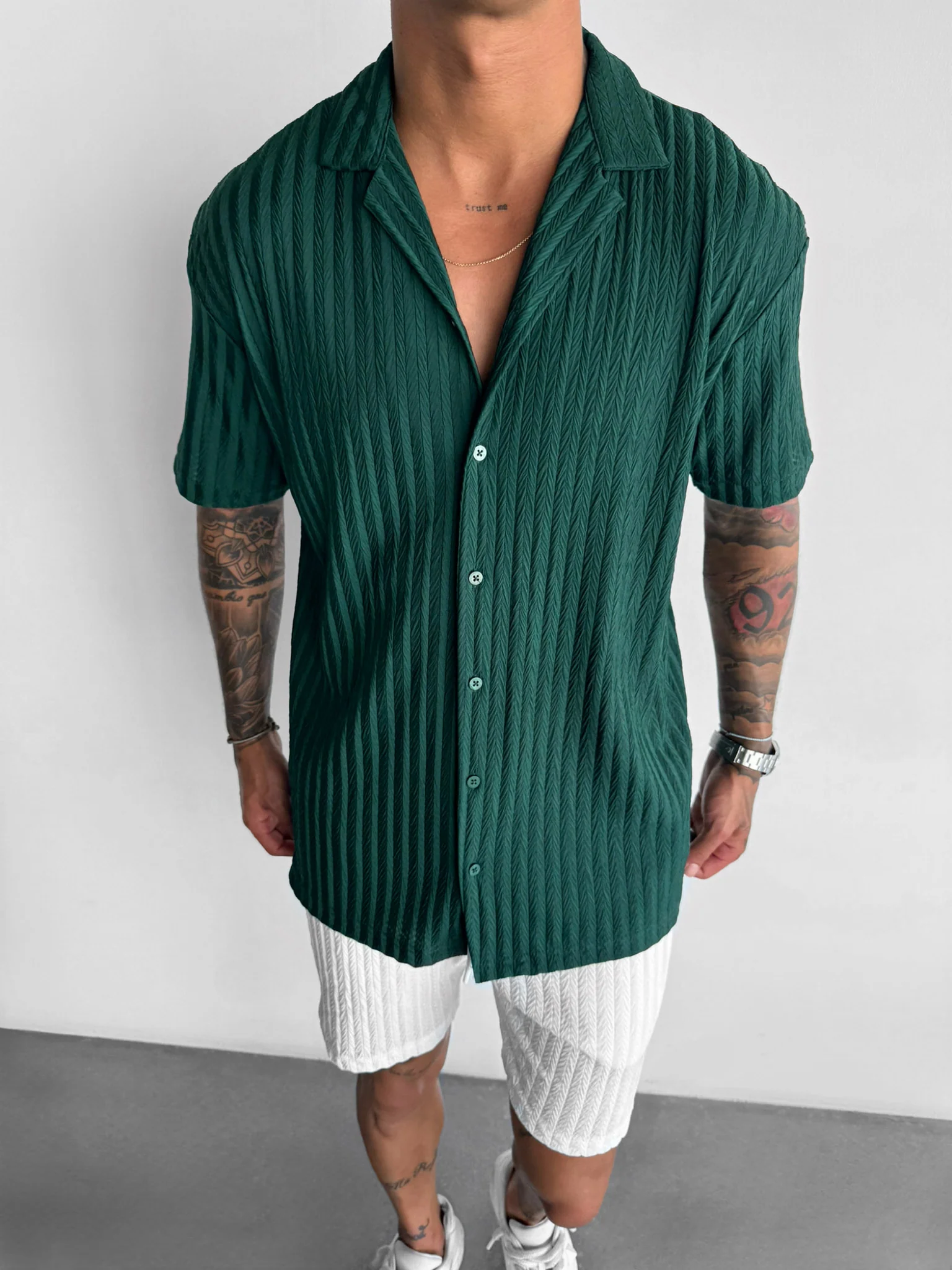 Oversize Structured Shirt - Rain Forest - Image 3