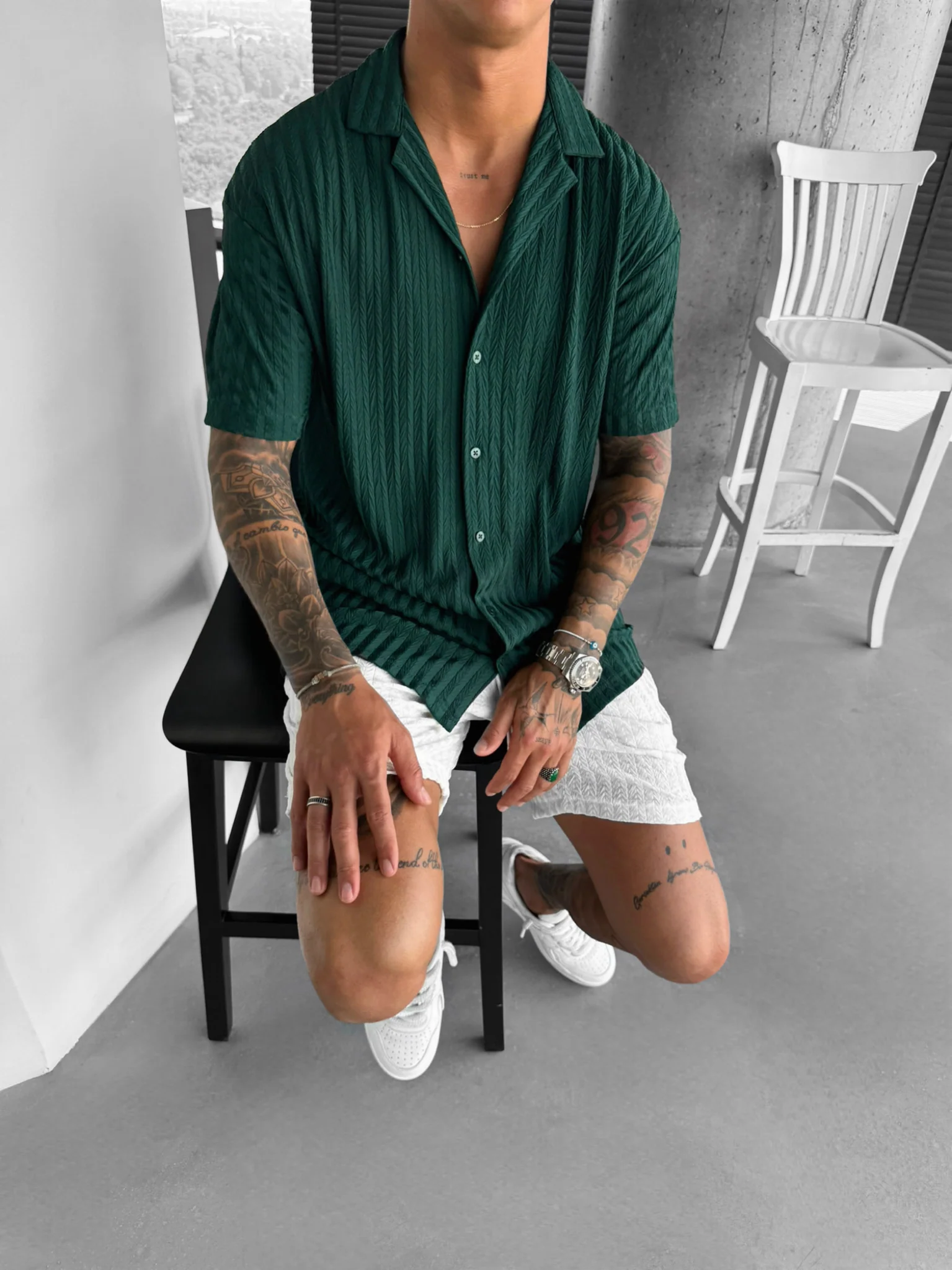 Oversize Structured Shirt - Rain Forest - Image 5