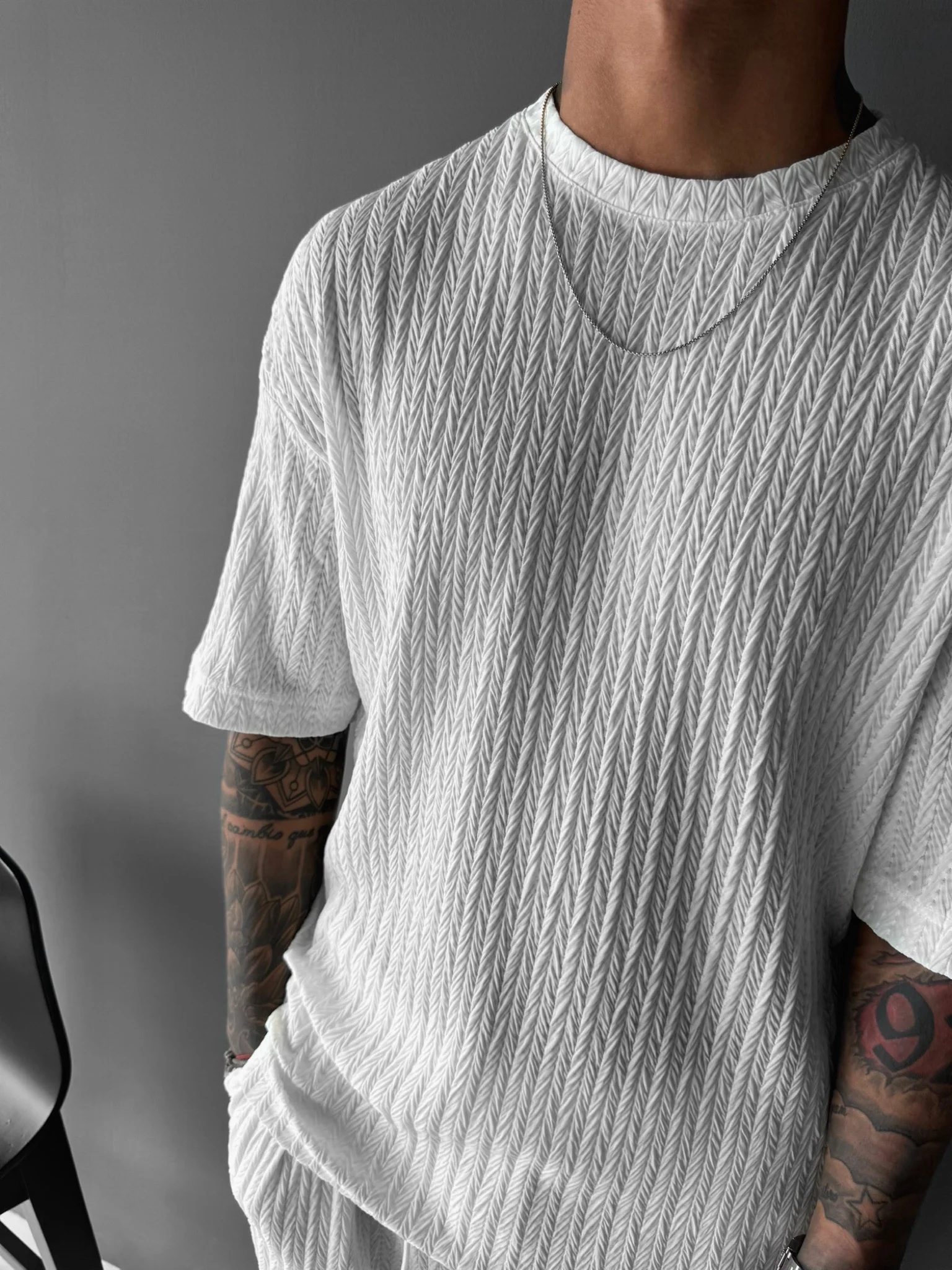 Oversize Structured T-Shirt - Ecru - Image 2