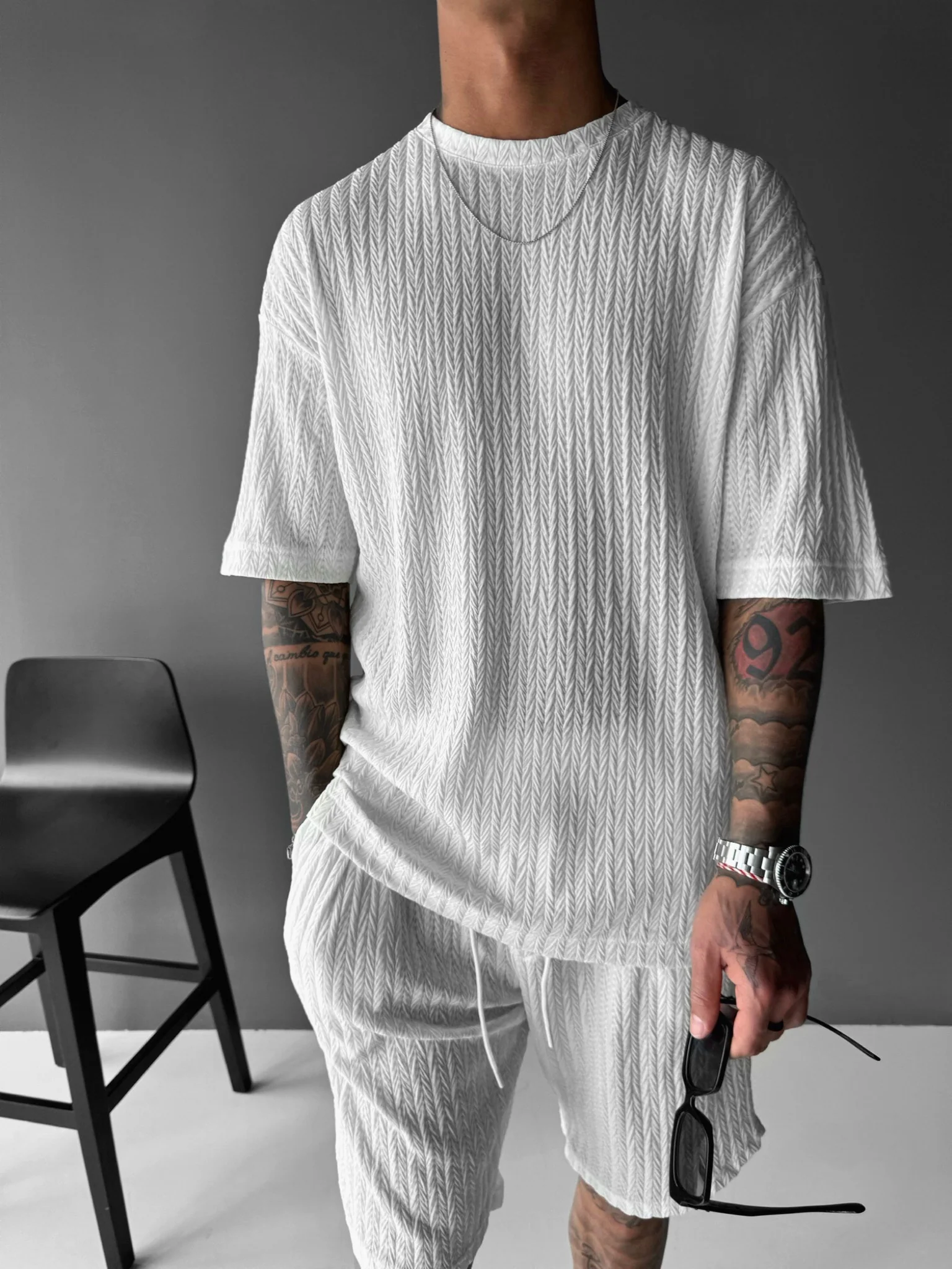 Oversize Structured T-Shirt - Ecru - Image 4