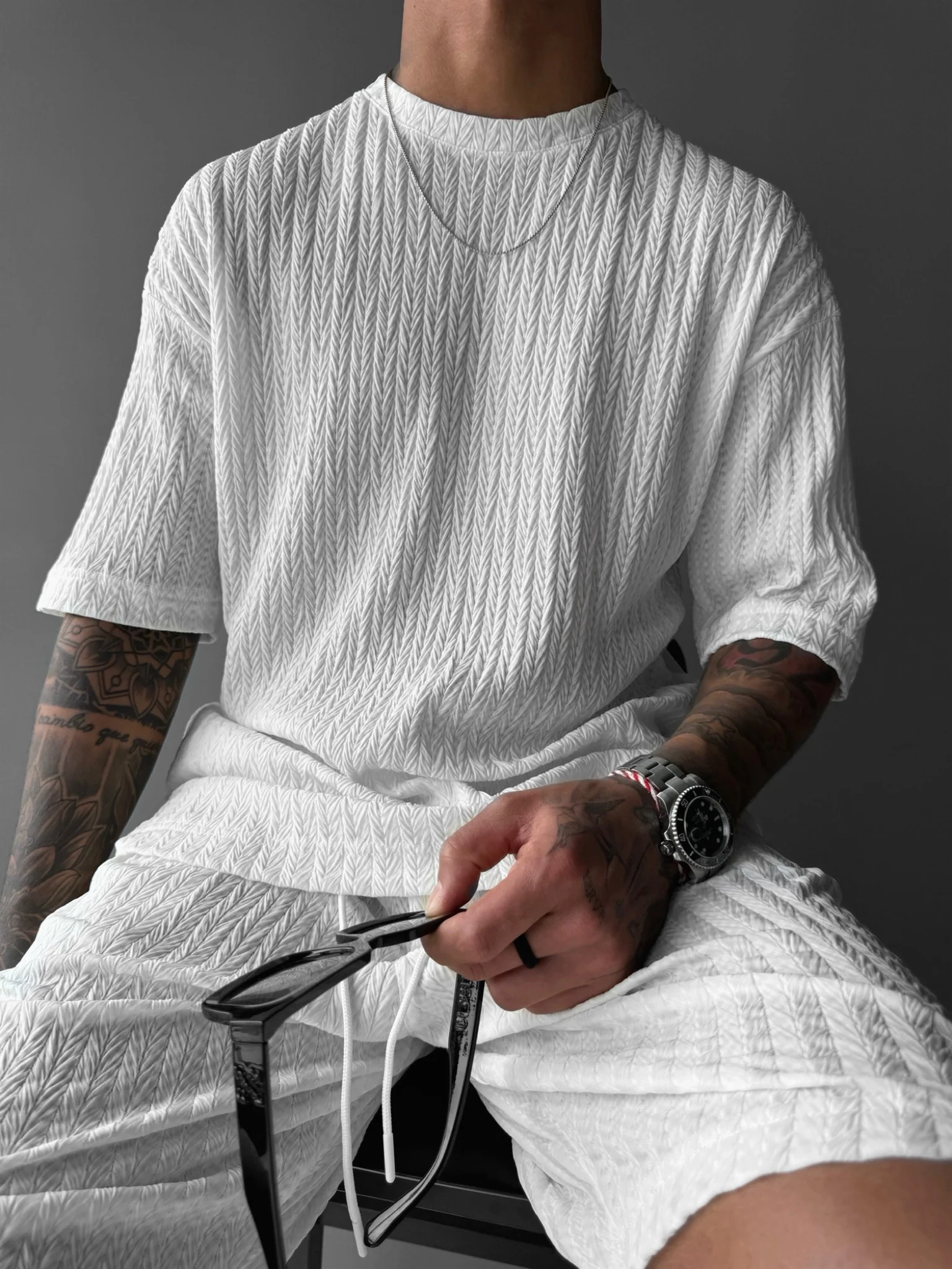 Oversize Structured T-Shirt - Ecru - Image 5