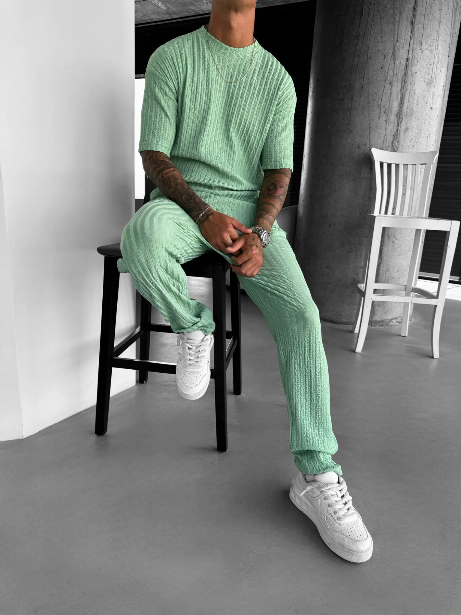 Oversize Structured T-Shirt - Quiet Green - Image 2