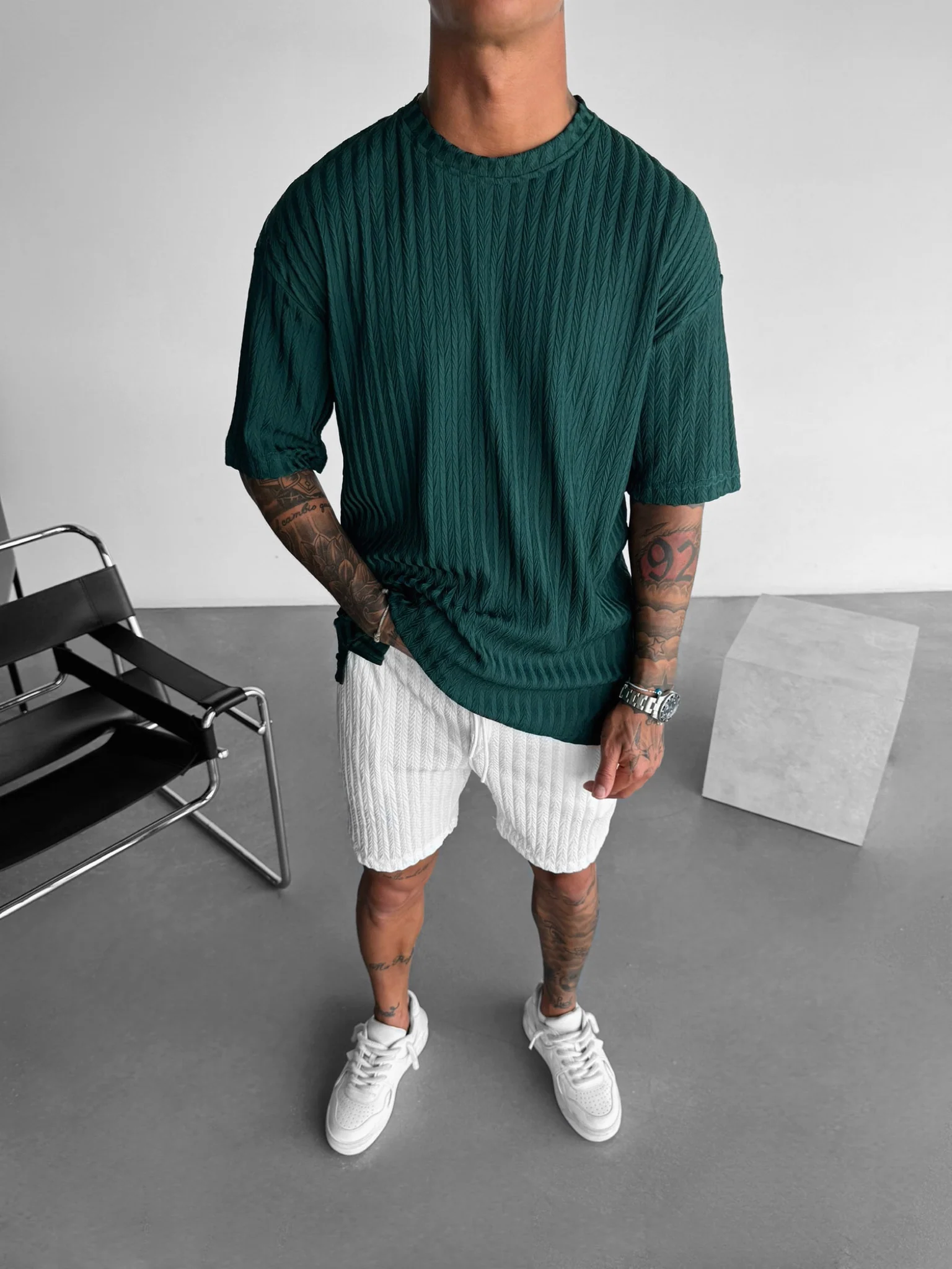 Oversize Structured T-Shirt - Rain Forest - Image 3