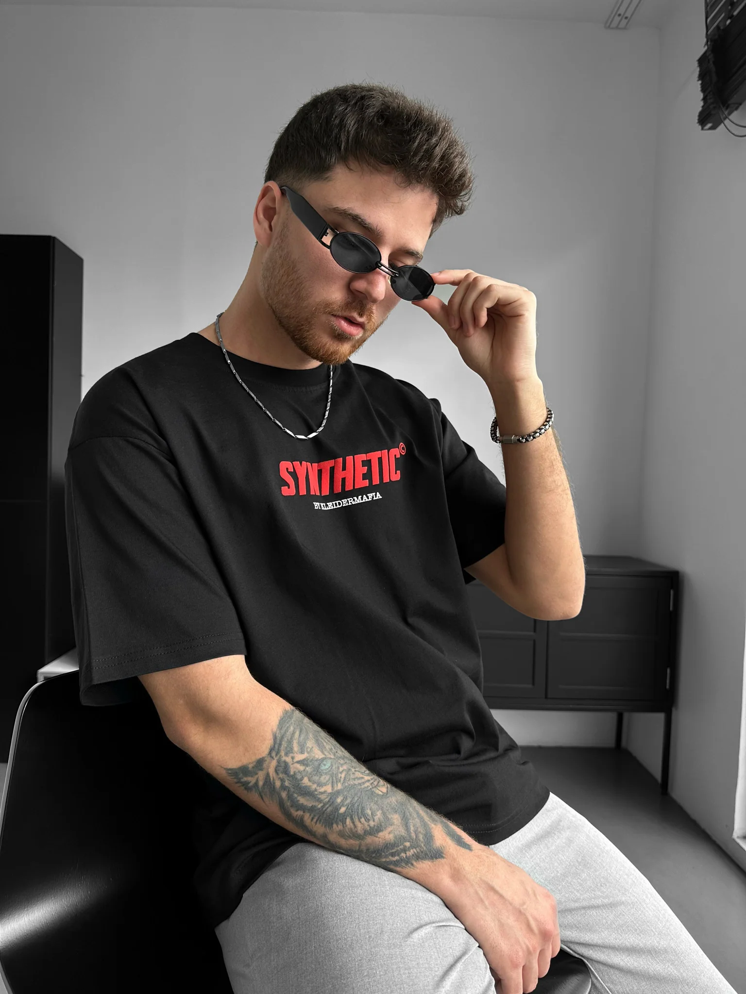 Oversize Synthetic T-shirt - Black - Image 3