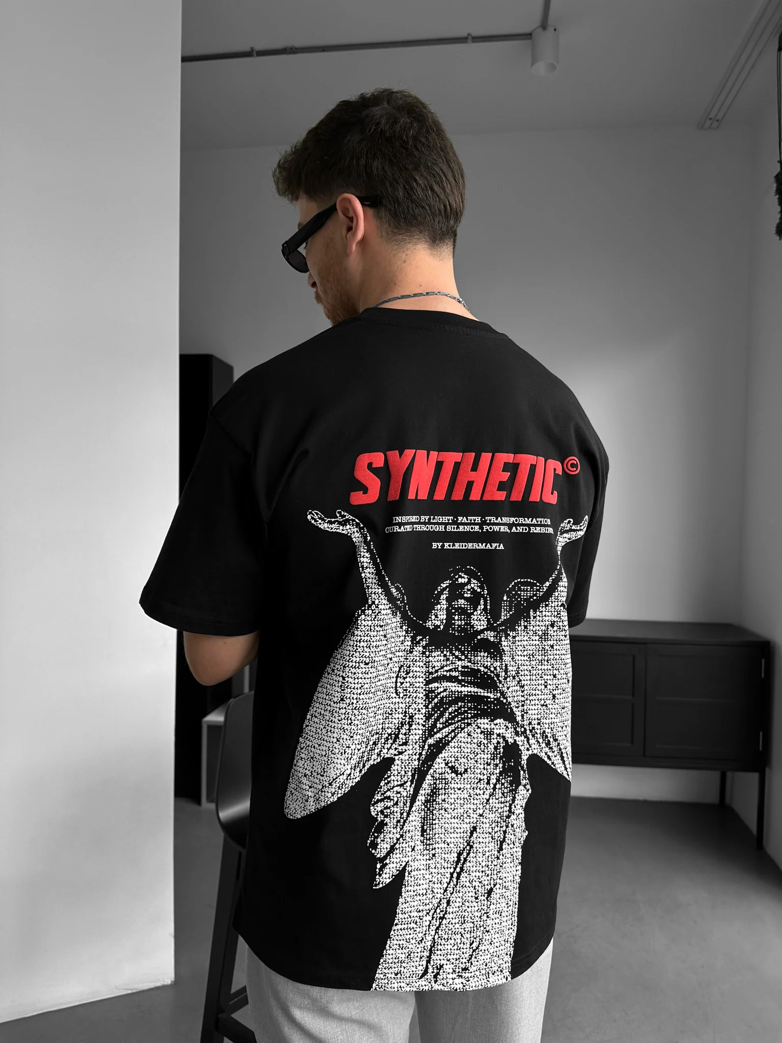 Oversize Synthetic T-shirt - Black - Image 4