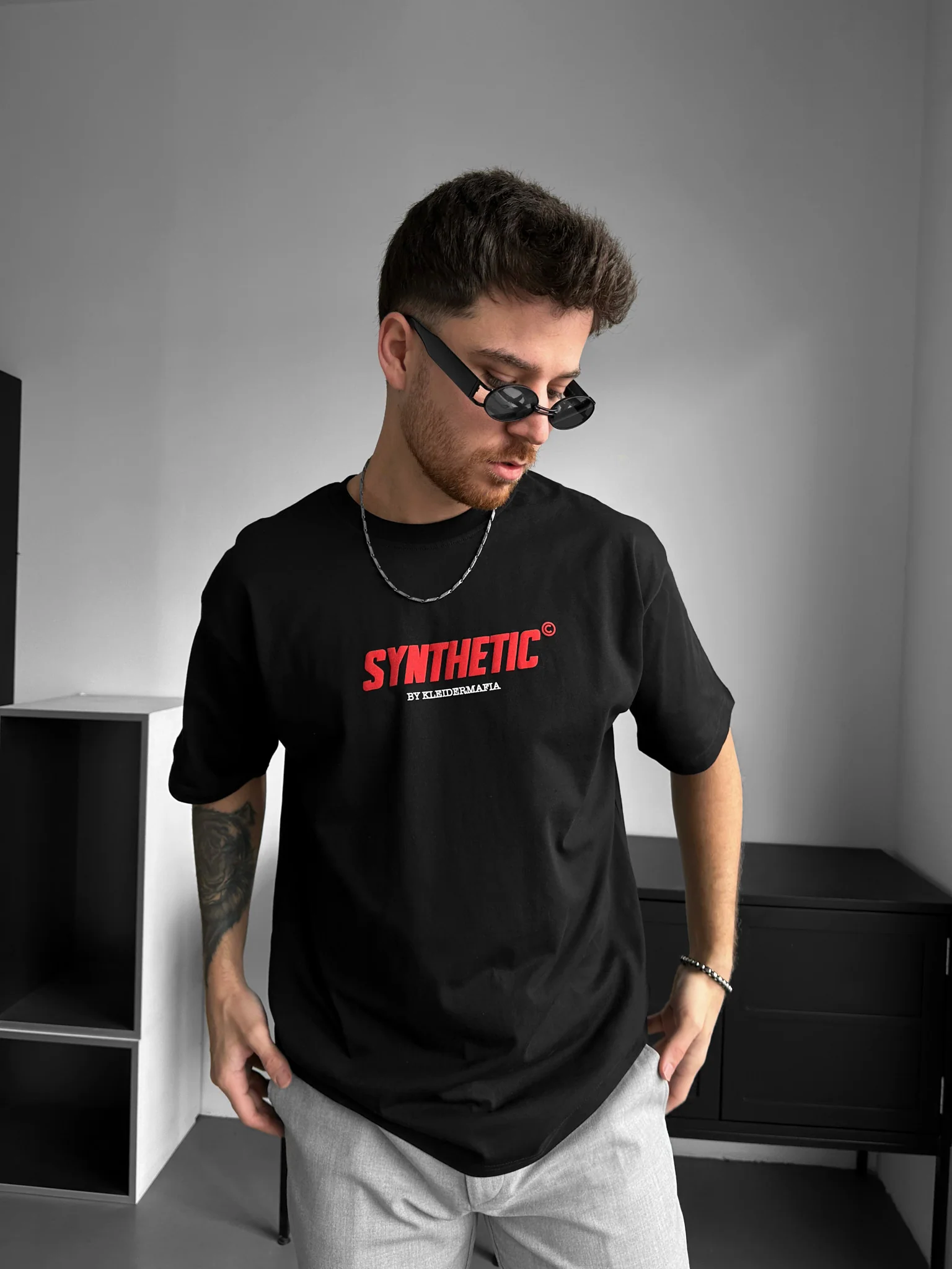 Oversize Synthetic T-shirt - Black - Image 5