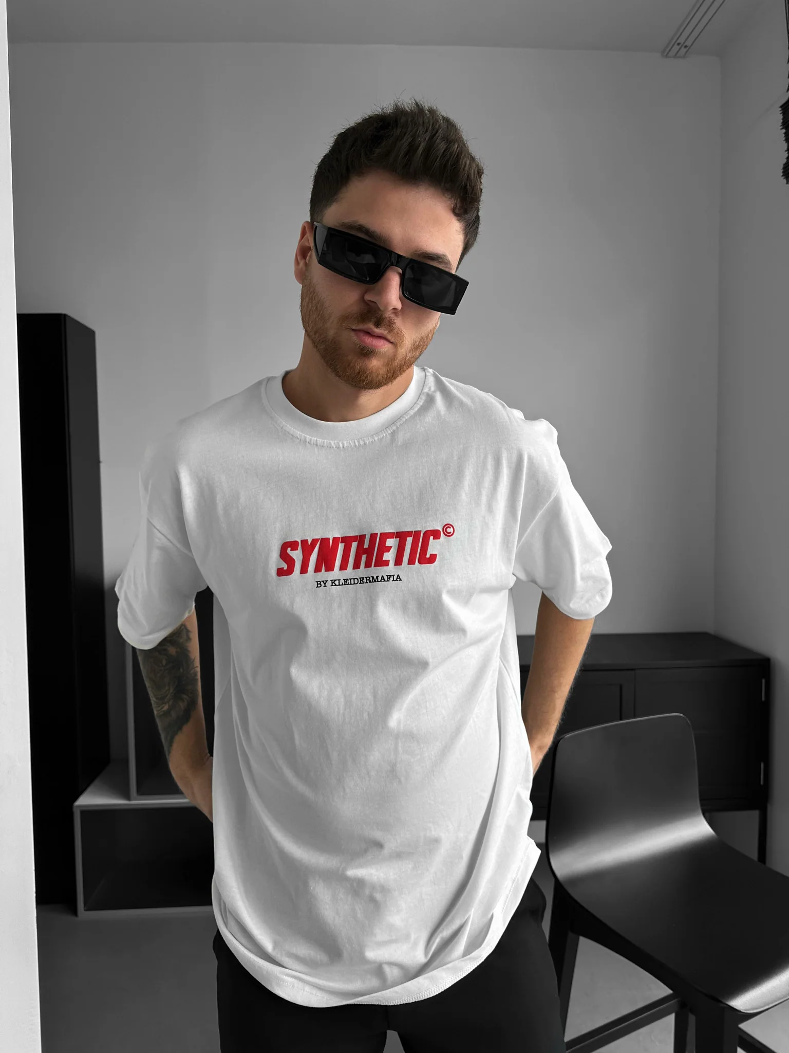 Oversize Synthetic T-shirt - Ecru - Image 5