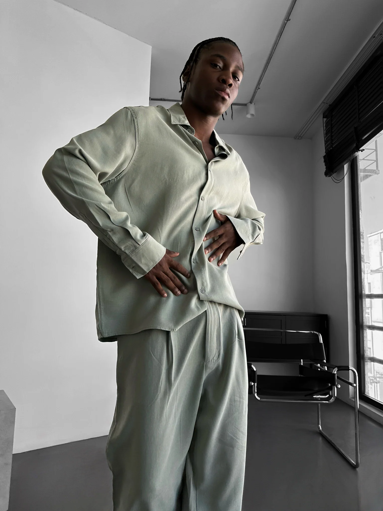 Oversize Tencel Shirt - Mint Green - Image 2