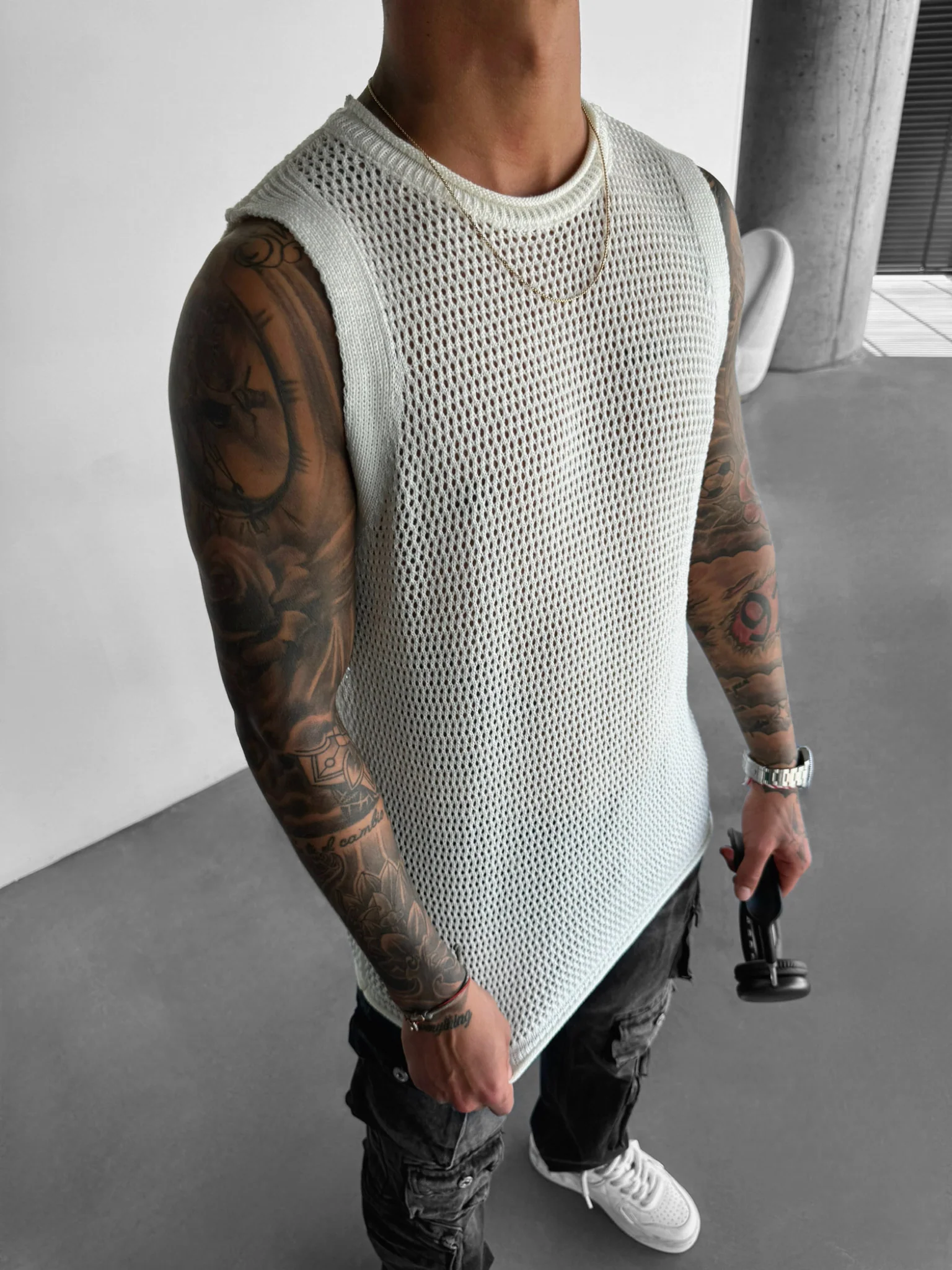 Oversize Textured Tanktop - White - Image 2