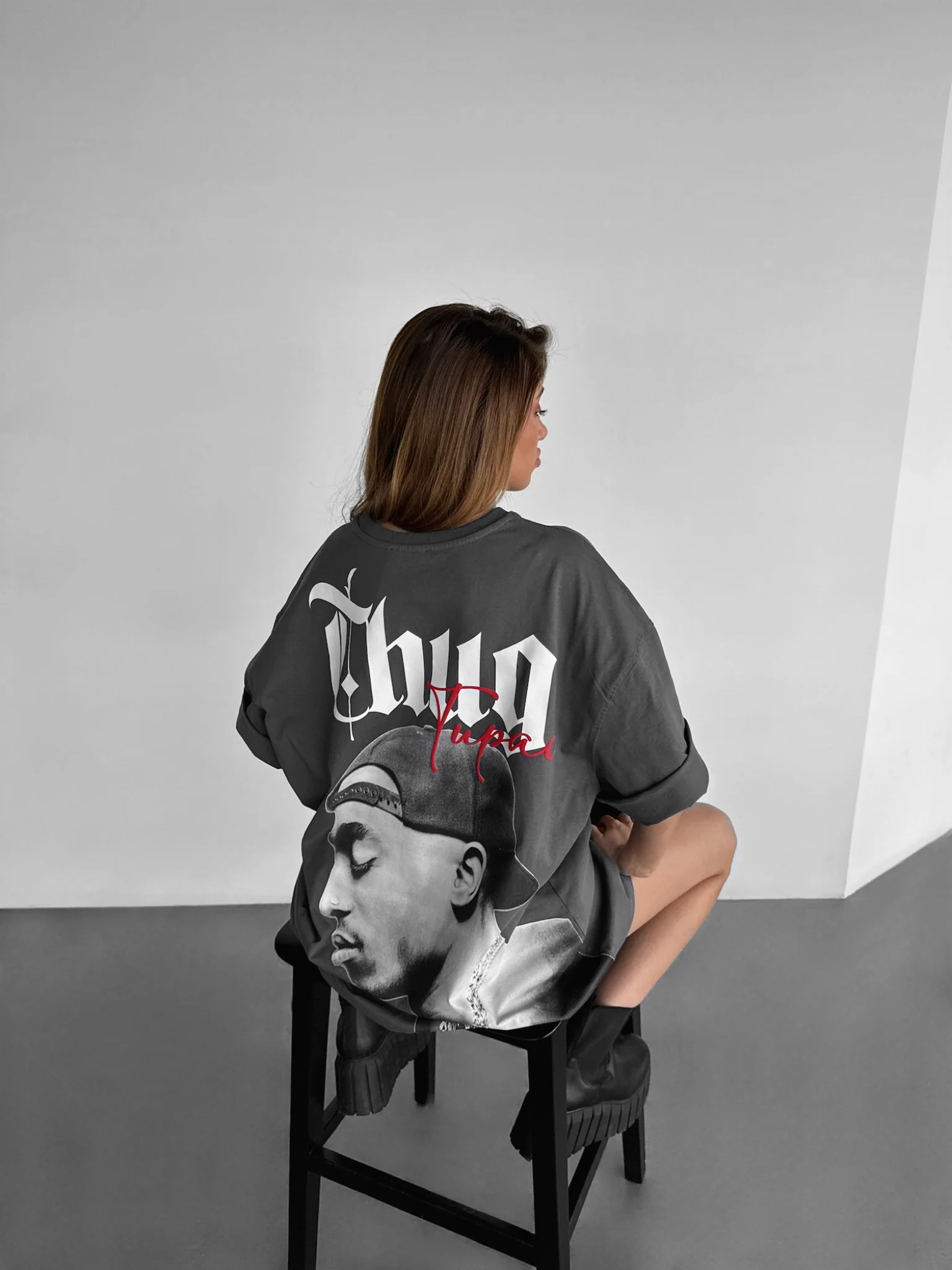 Oversize Thug Life T-shirt - Anthracite - Image 5