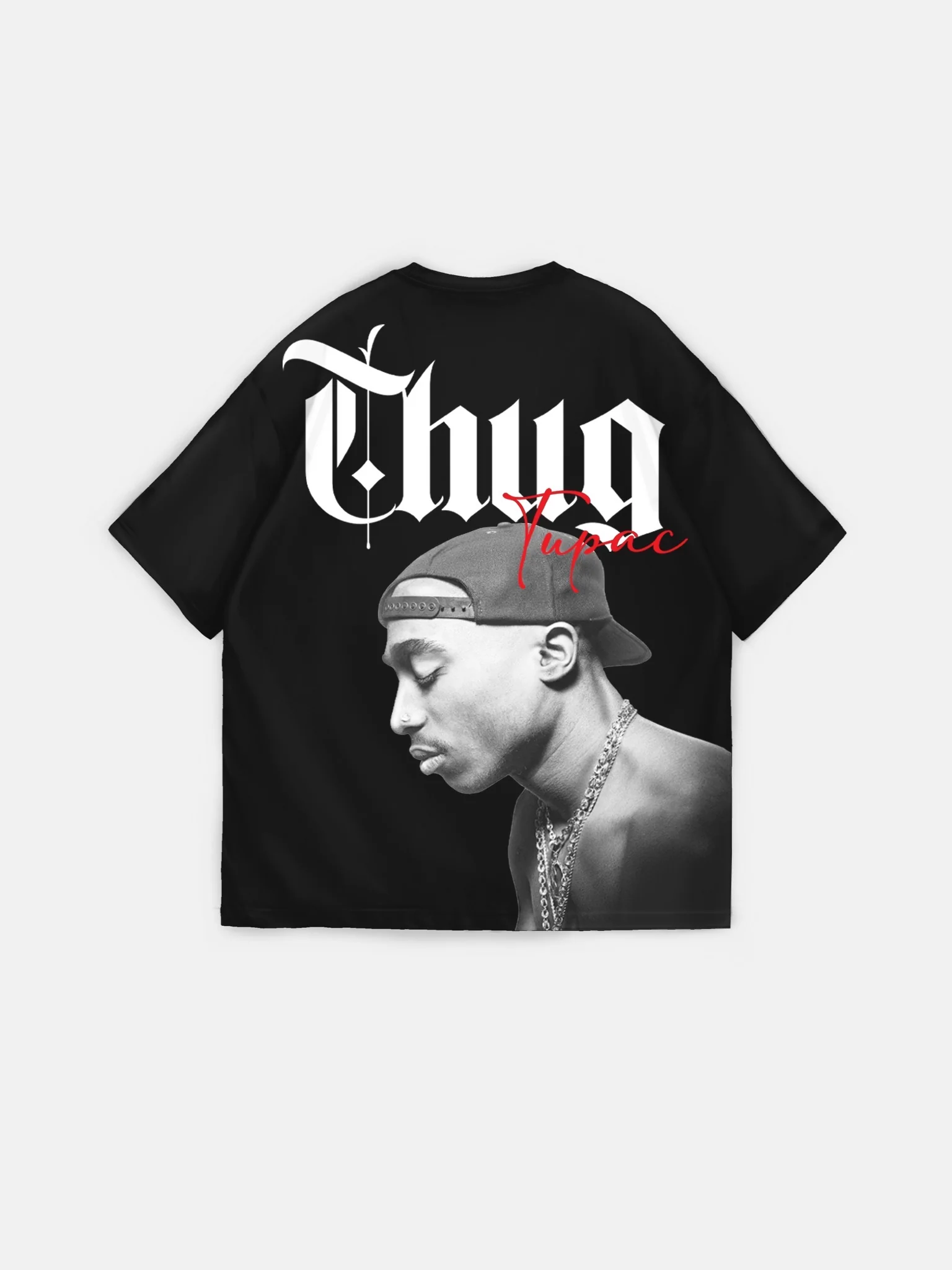Oversize Thug Life T-shirt - Black - Image 2