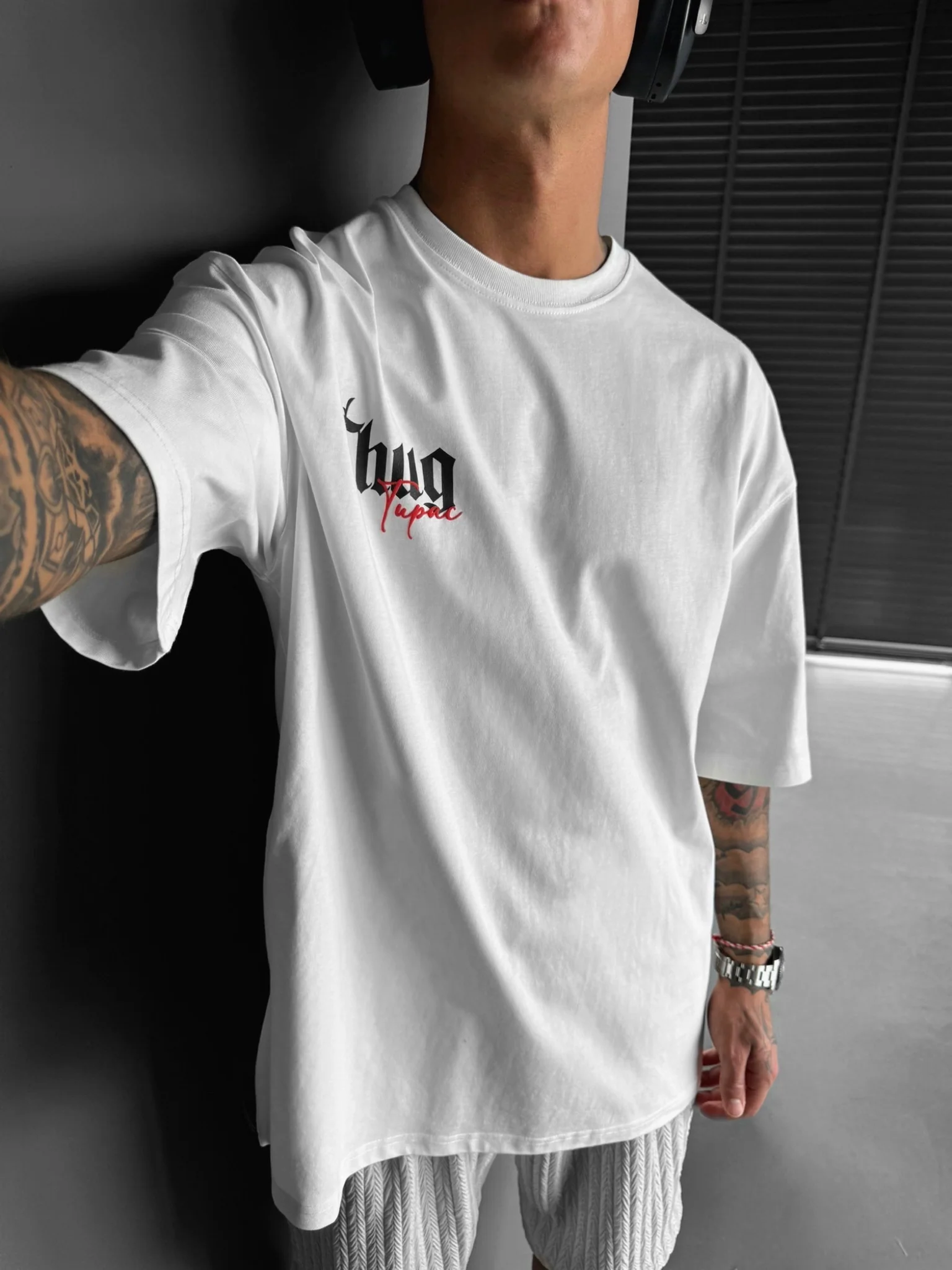 Oversize Thug Life T-shirt - Ecru - Image 4