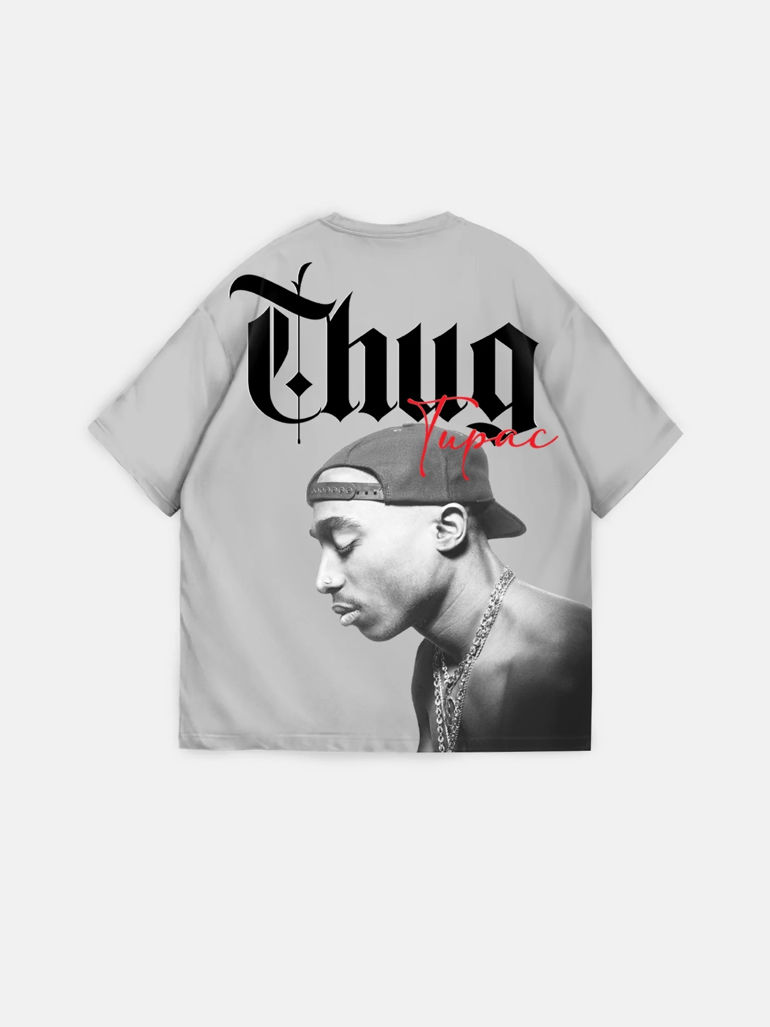 Oversize Thug Life T-shirt - Grey - Image 3