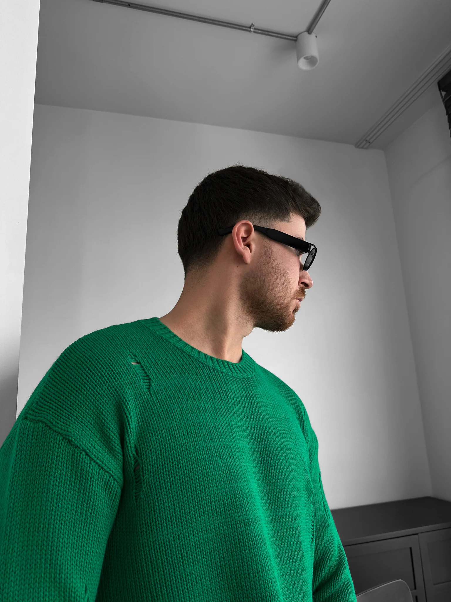 Oversize Torn Sweater - Green - Image 3