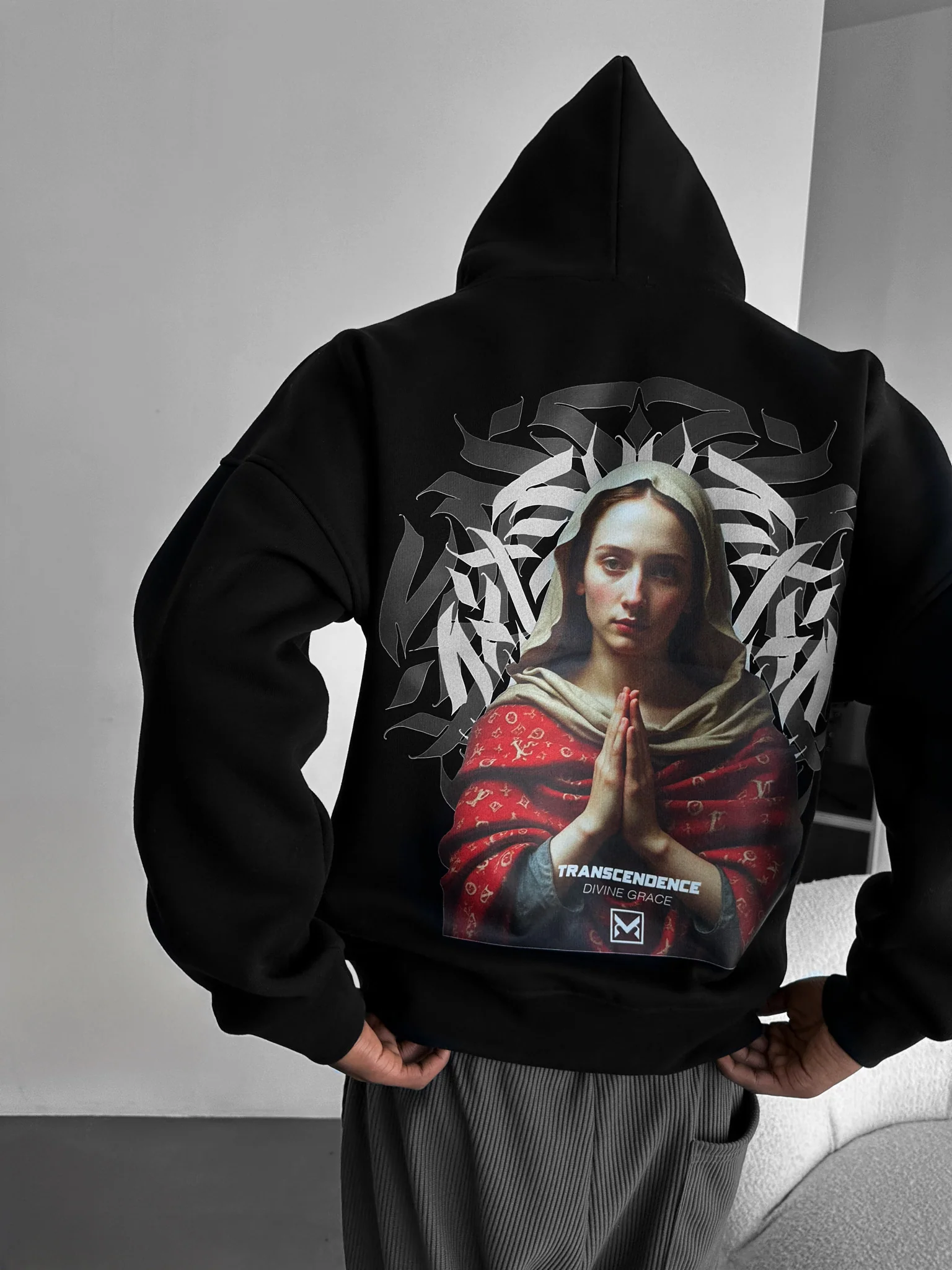 Oversize ‘Transcendence’ Hoodie - Black - Image 3