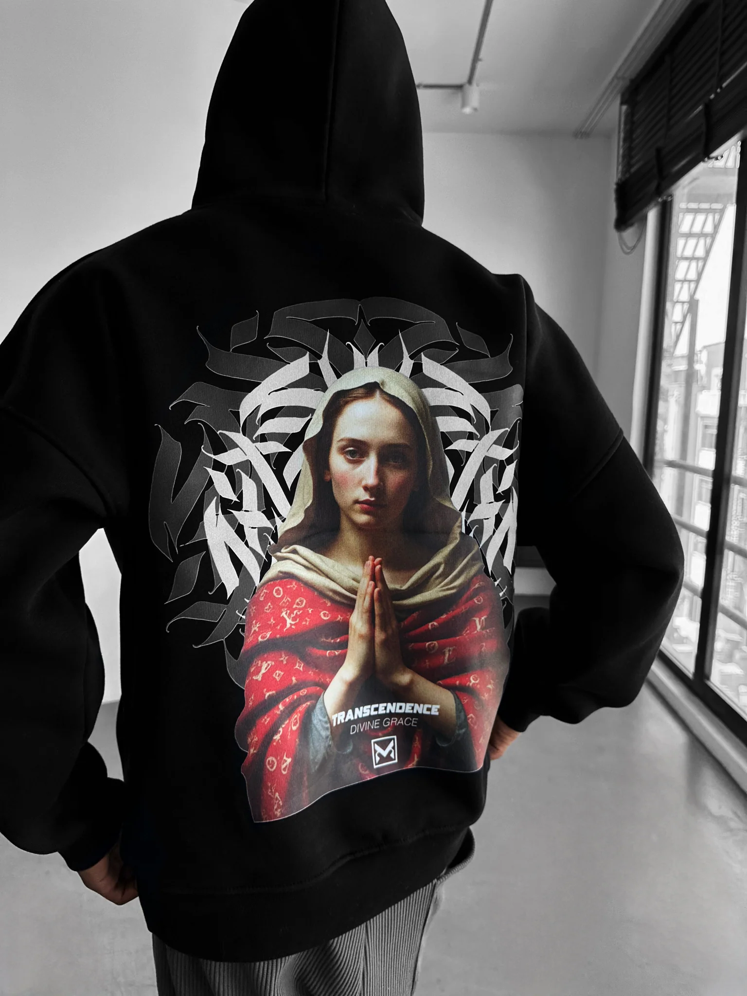 Oversize ‘Transcendence’ Hoodie - Black - Image 4