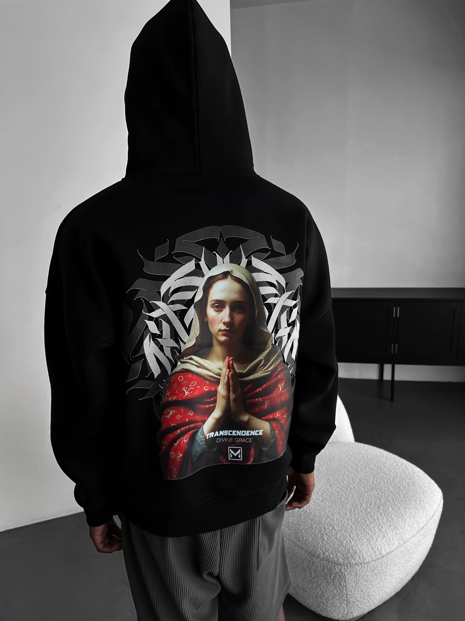 Oversize ‘Transcendence’ Hoodie - Black - Image 5