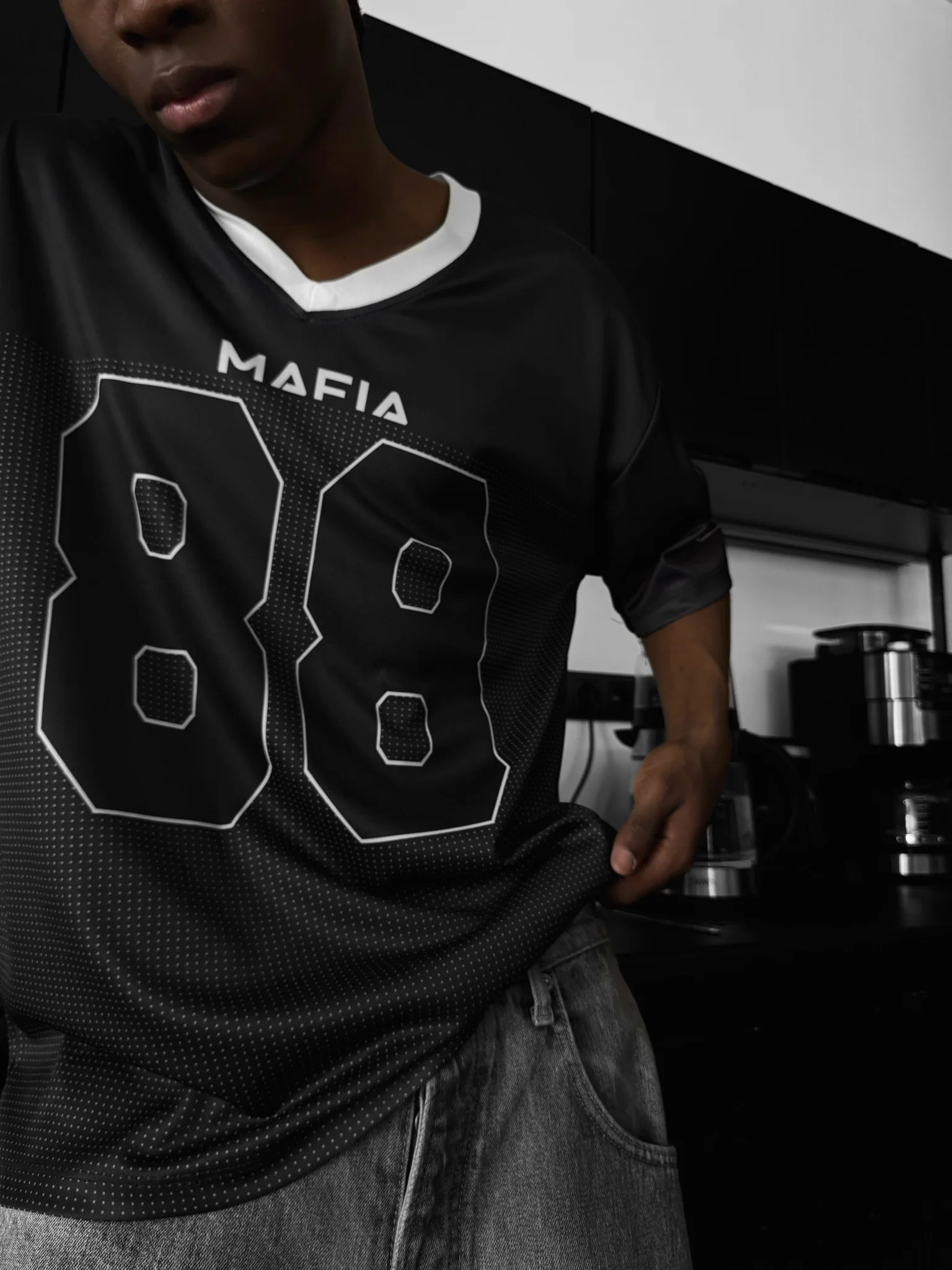 Oversize Varsity Mafia T-Shirt - Black - Image 3