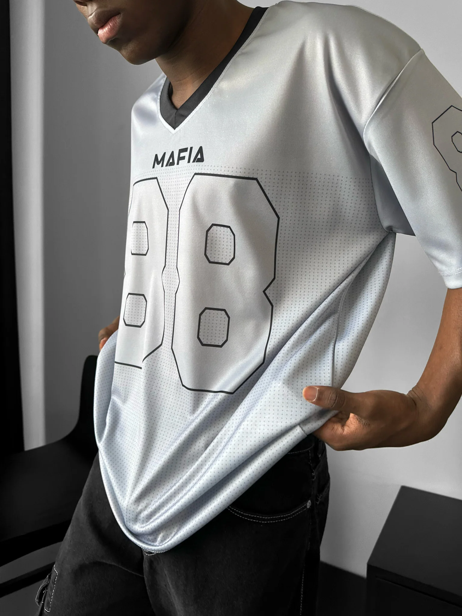 Oversize Varsity Mafia T-Shirt - Grey - Image 2