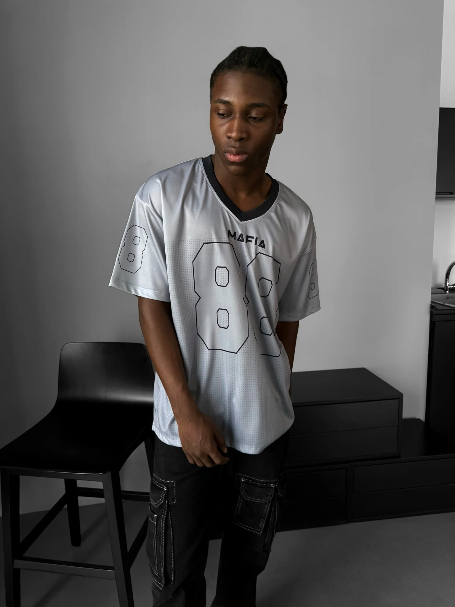 Oversize Varsity Mafia T-Shirt - Grey - Image 3