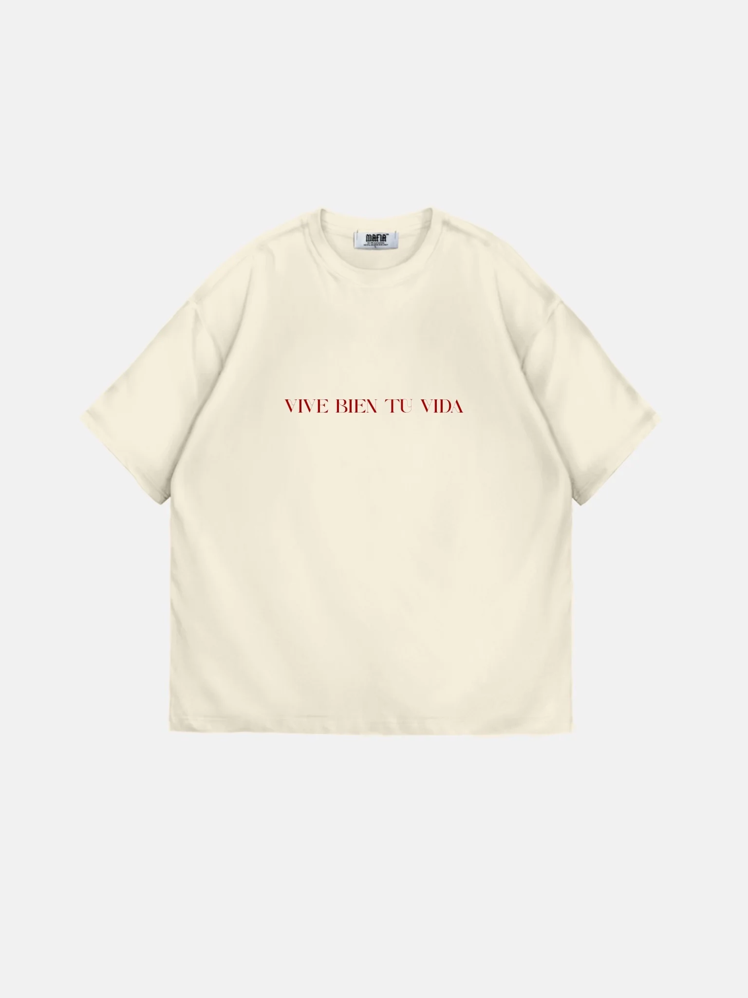 Oversize "Vive Bien Tu Vida" T-Shirt - Antique White - Image 2