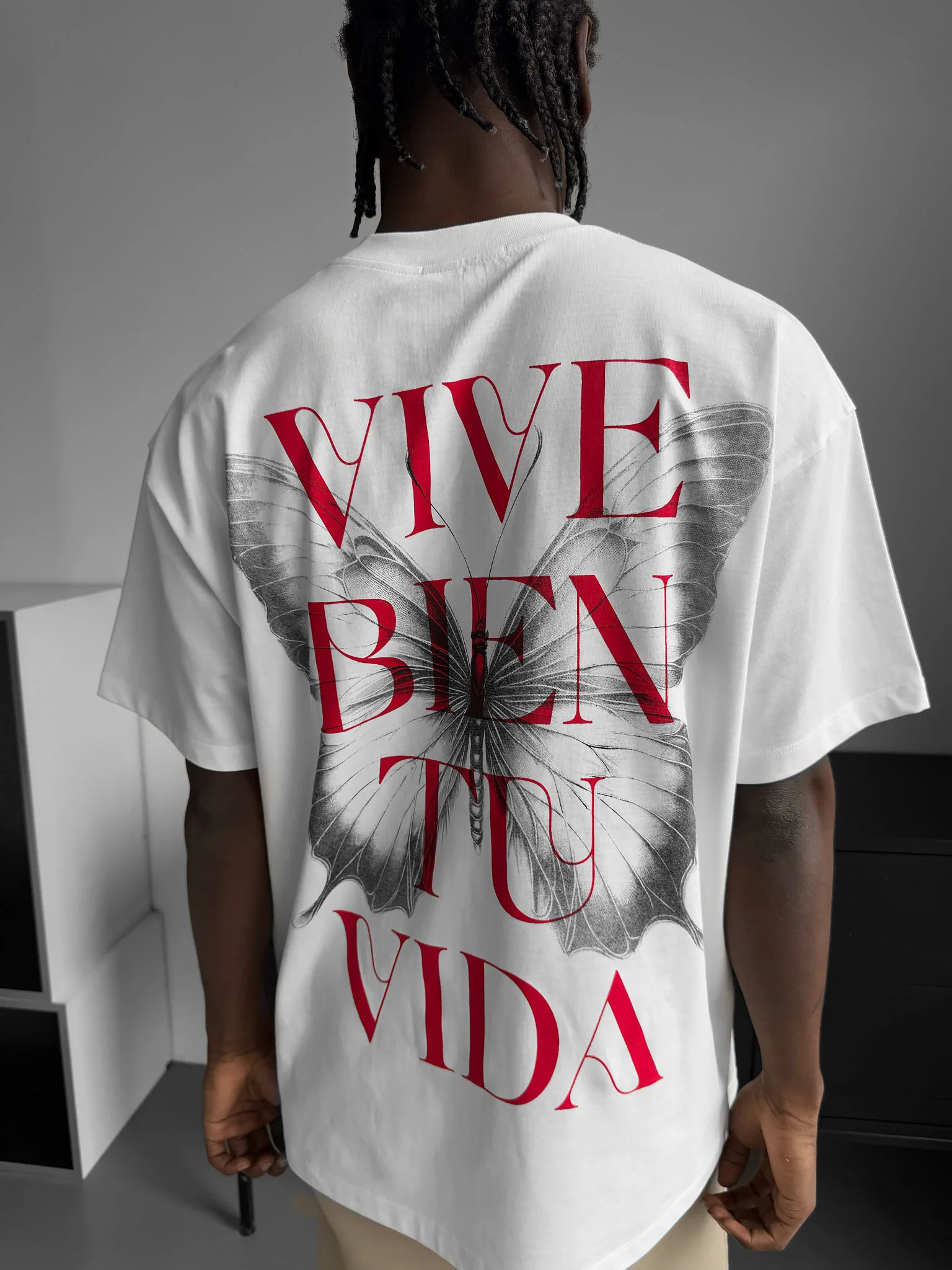 Oversize "Vive Bien Tu Vida" T-Shirt - Ecru - Image 3